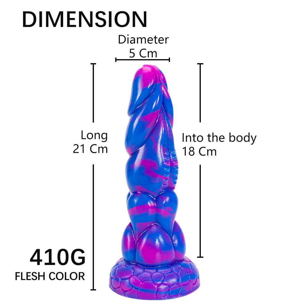 Special Shaped Mixed Color Liquid Silicone Manual Dildo