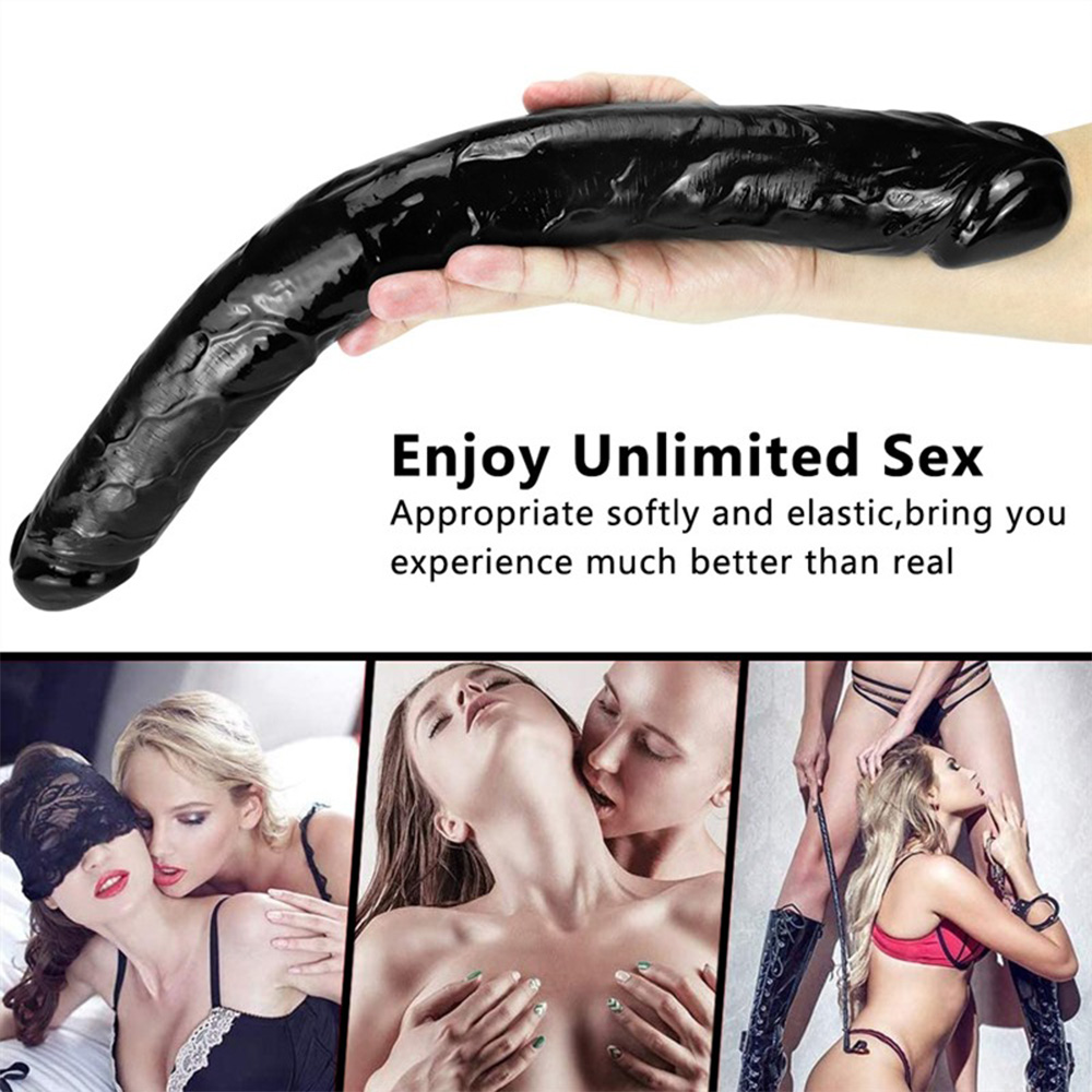 18 Inch Black Lesbian Double Ended PVC Dildo