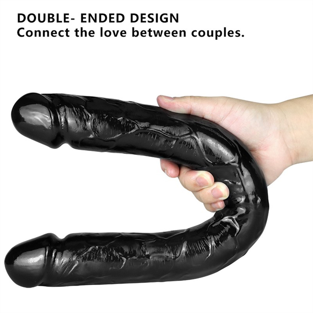 18 Inch Black Lesbian Double Ended PVC Dildo
