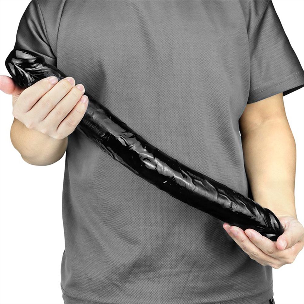 18 Inch Black Lesbian Double Ended PVC Dildo
