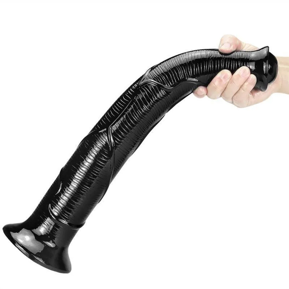 17 Inch Oversized Black Animal Horse PVC Dildo