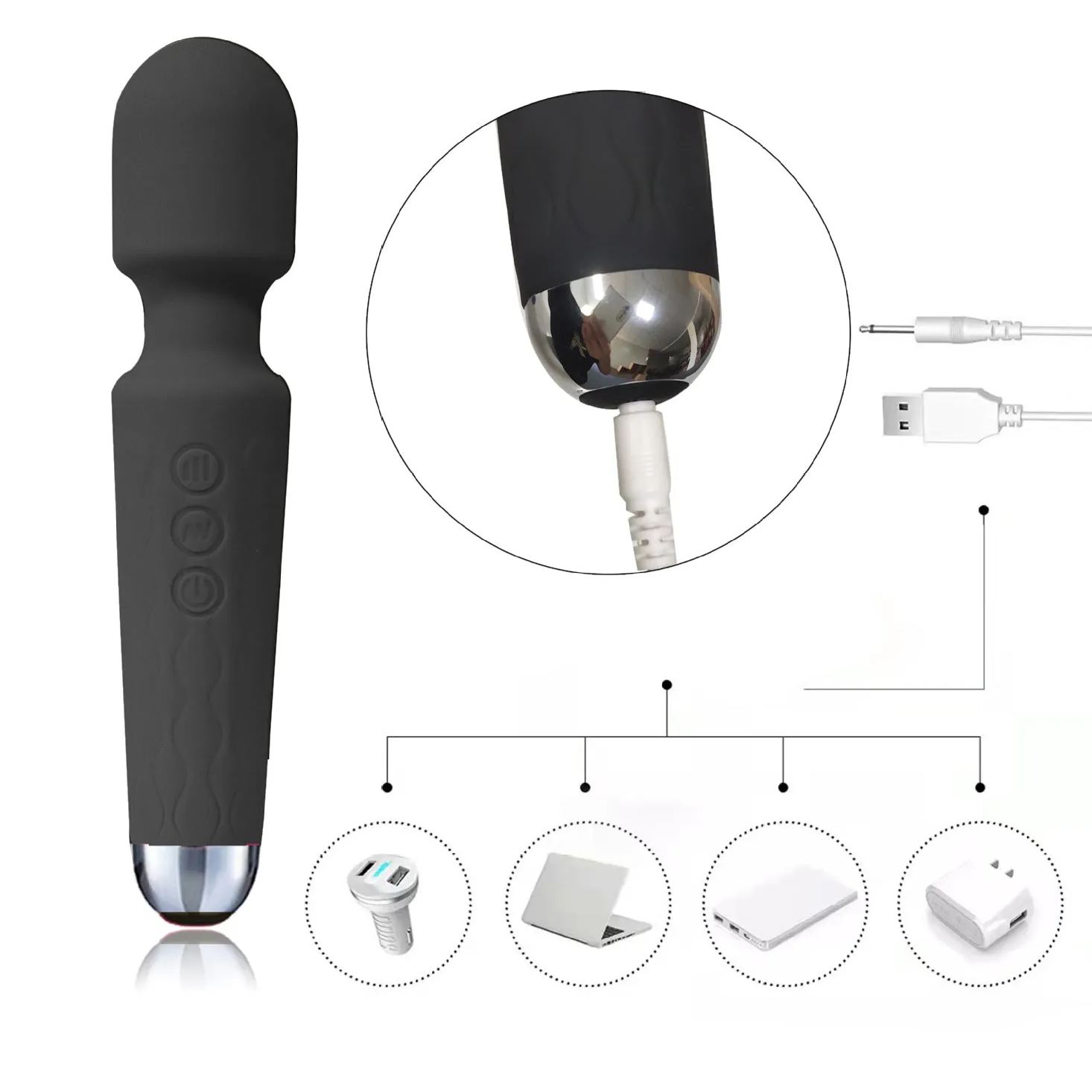 20 Frequency Magic Wand Knight Strong Shock  Nipple vibrator-Uxolclub