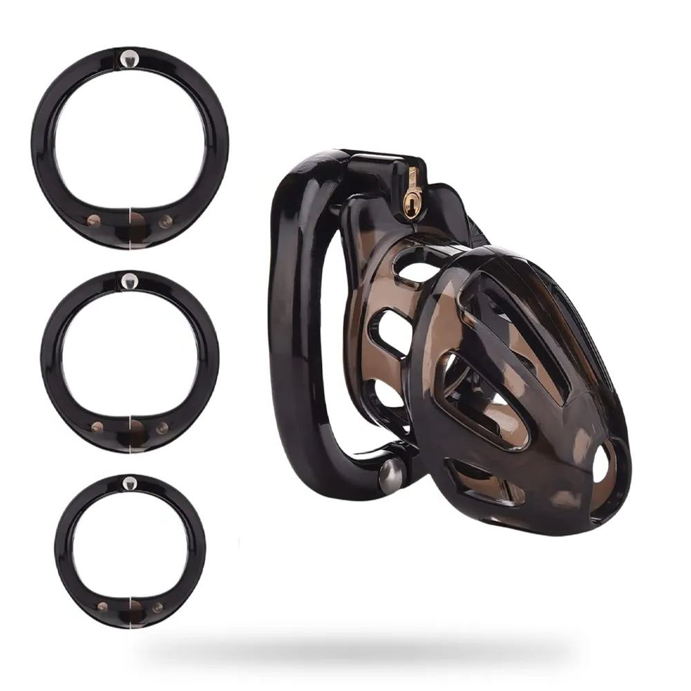 Male Penis Exercise Lightweight Chastity Cage - Adult Sex Toy with 4 Different Size Rings