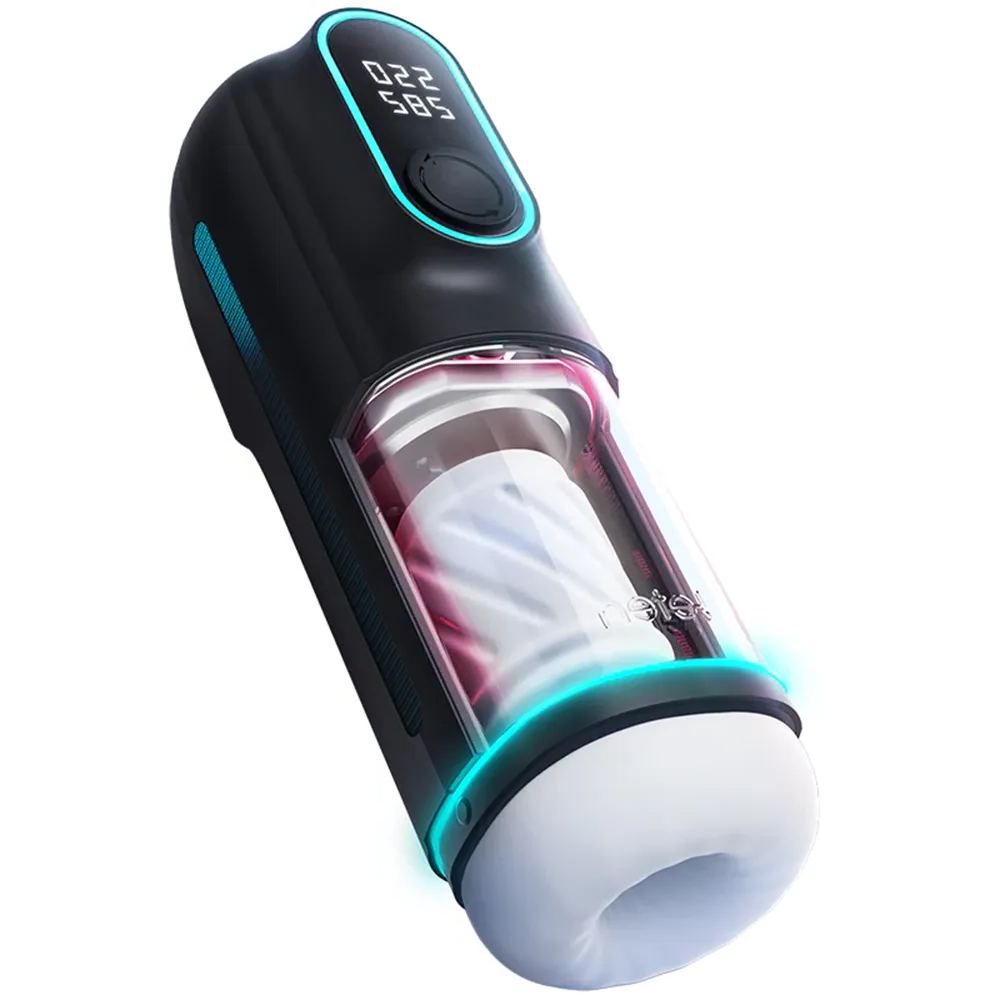 Leten – Black Hurricane Hole - 6 Modes Telescopic Suction Heating Male Masturbation Cup