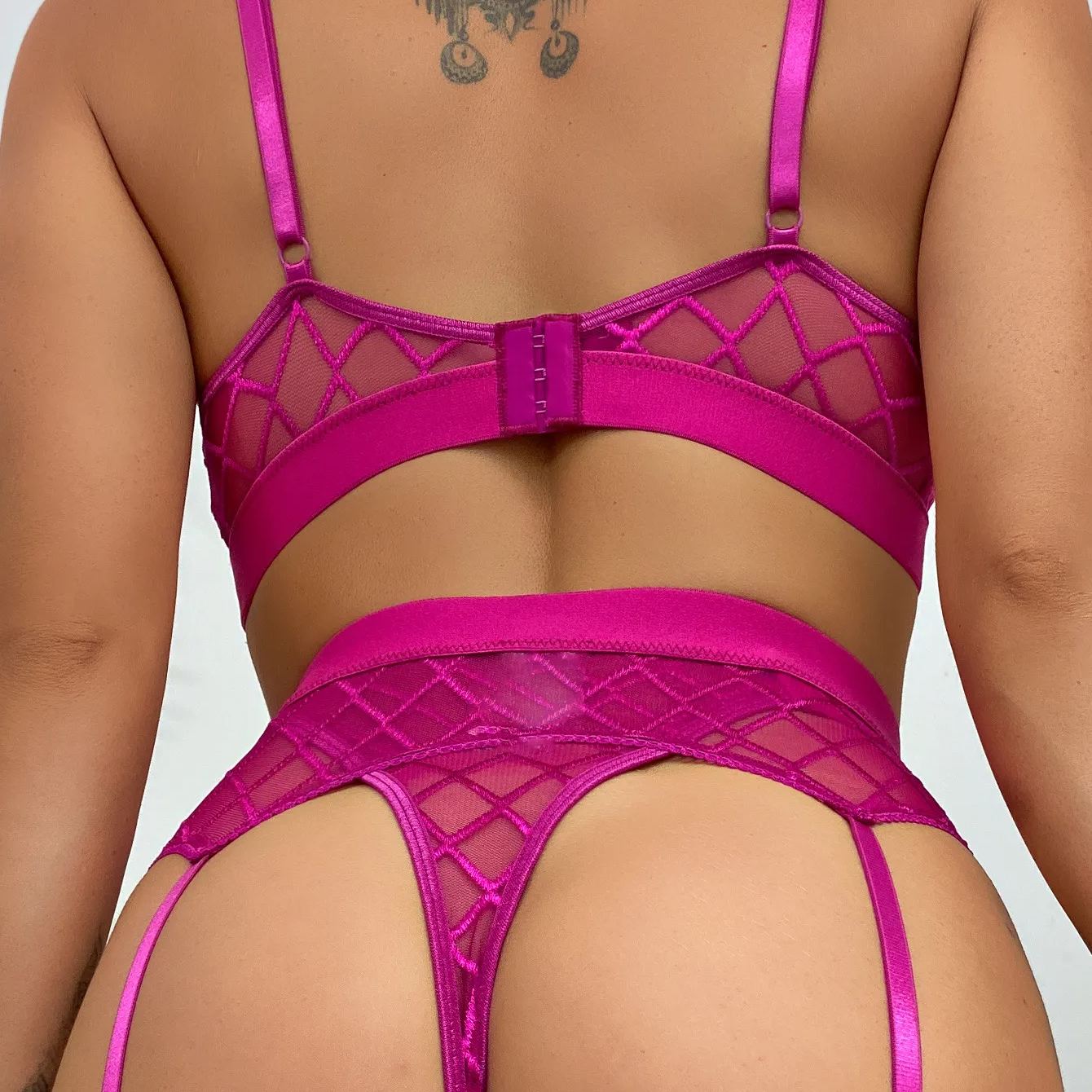 Sexy Erotic Lingerie Plaid Brief Sets Lace Bra And Panty