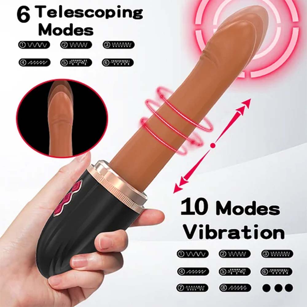 Hands-Free 2-In-1 Fully Automatic Telescopic Vibrating Dildo
