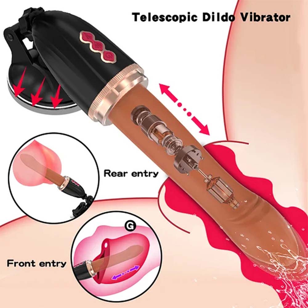 Hands-Free 2-In-1 Fully Automatic Telescopic Vibrating Dildo
