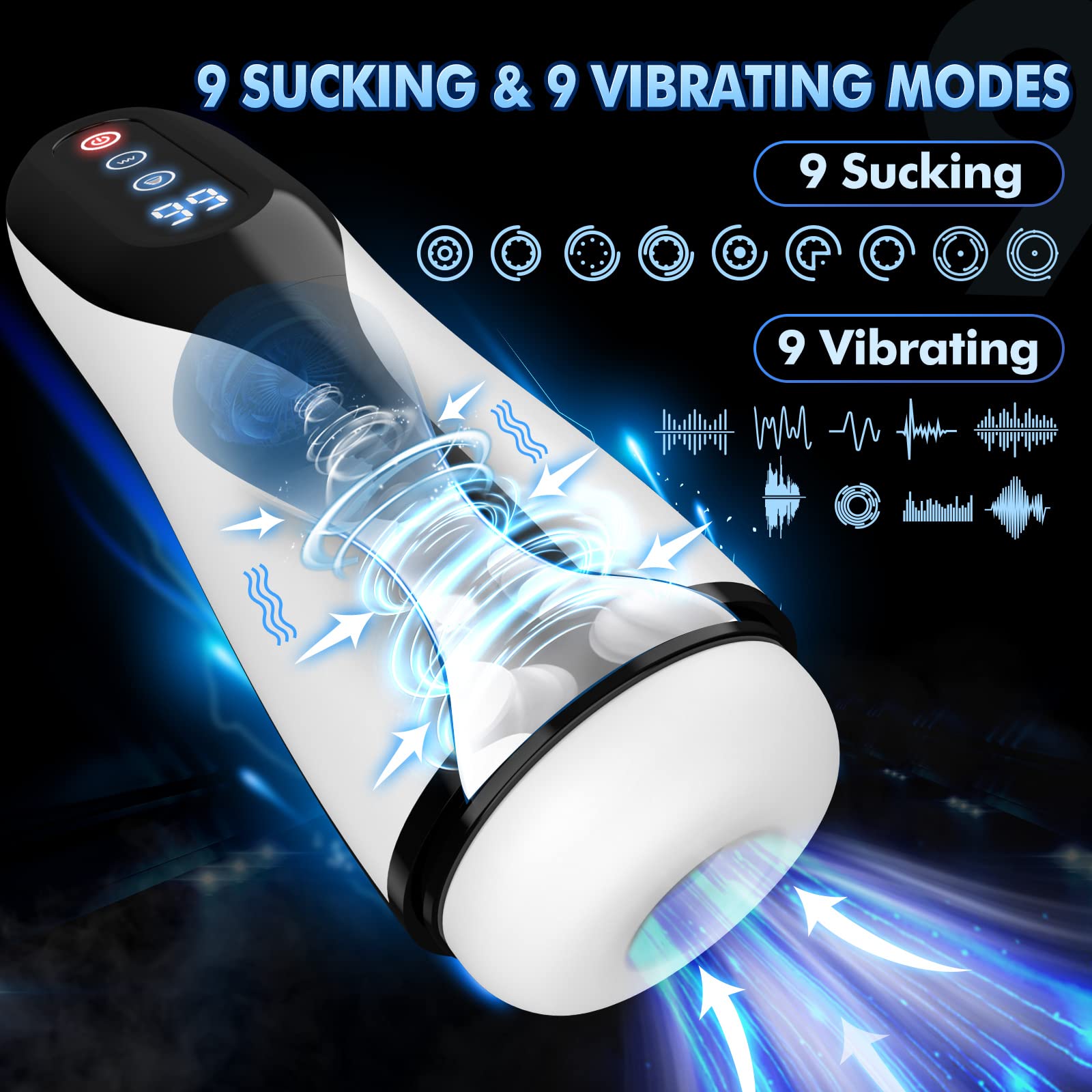 9 Suction & Vibration Heating Blowjob Automatic Male Masturbator