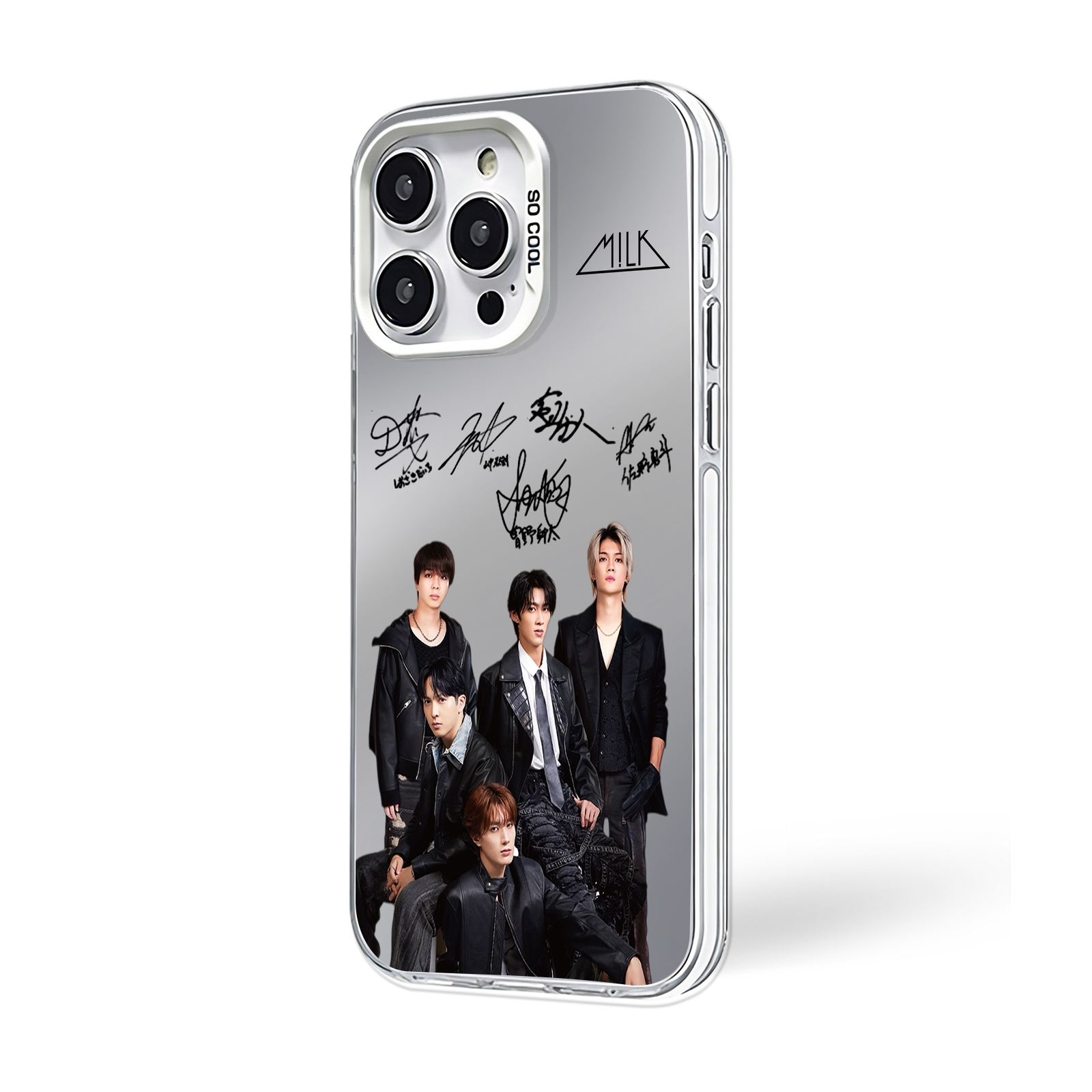 ミラースマホケース-銀【MILK/爆裂愛してる】