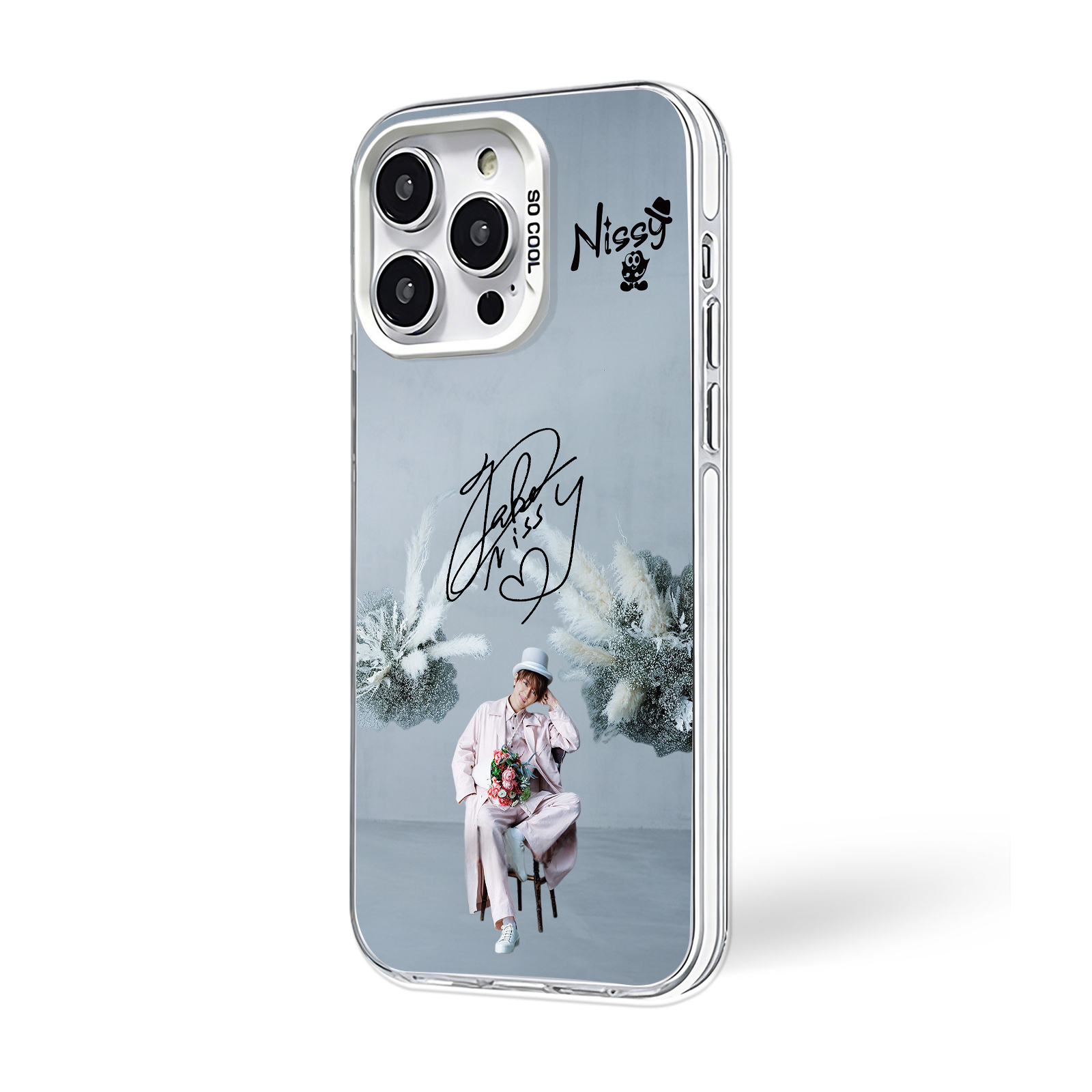 ミラースマホケース-銀【Nissy】-D