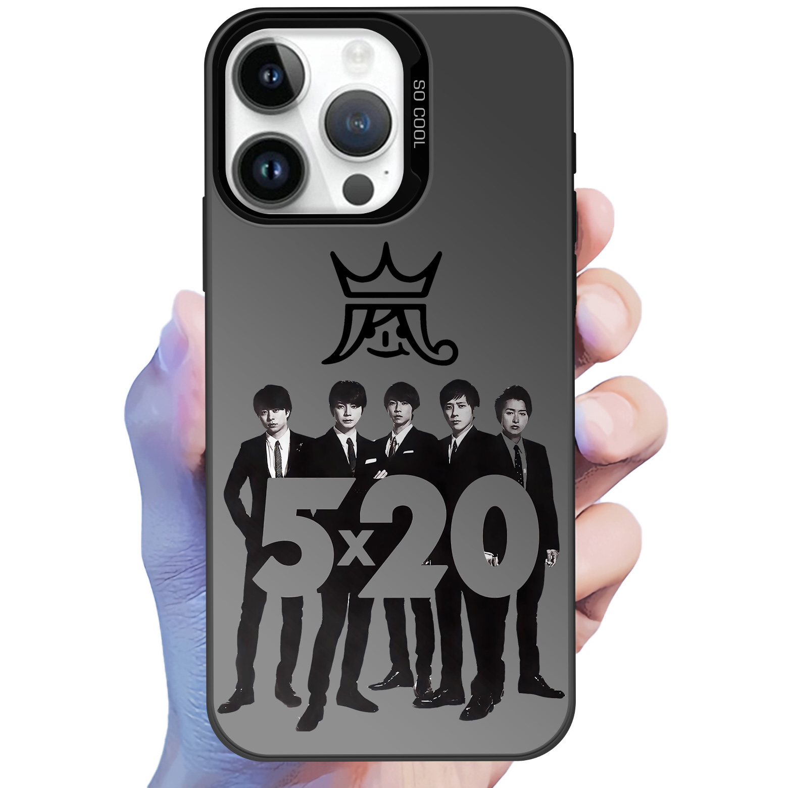 レーザーグラデーションスマートフォンケース-黒【嵐 ARASHI】