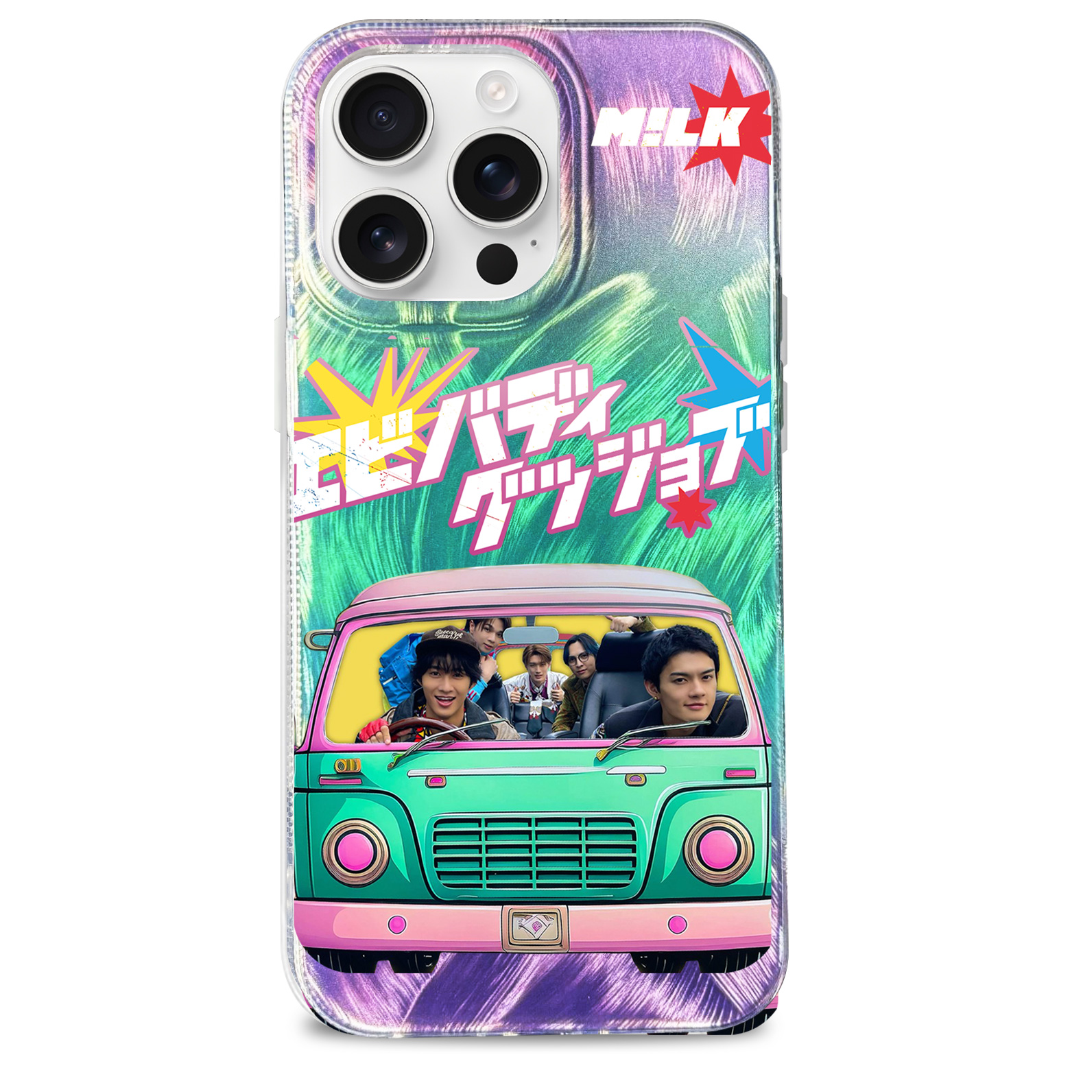 フェザーテクスチャーレーザーグラデーションスマートフォンケース【MILK/エビジョブ #エビバディグッジョブ！】