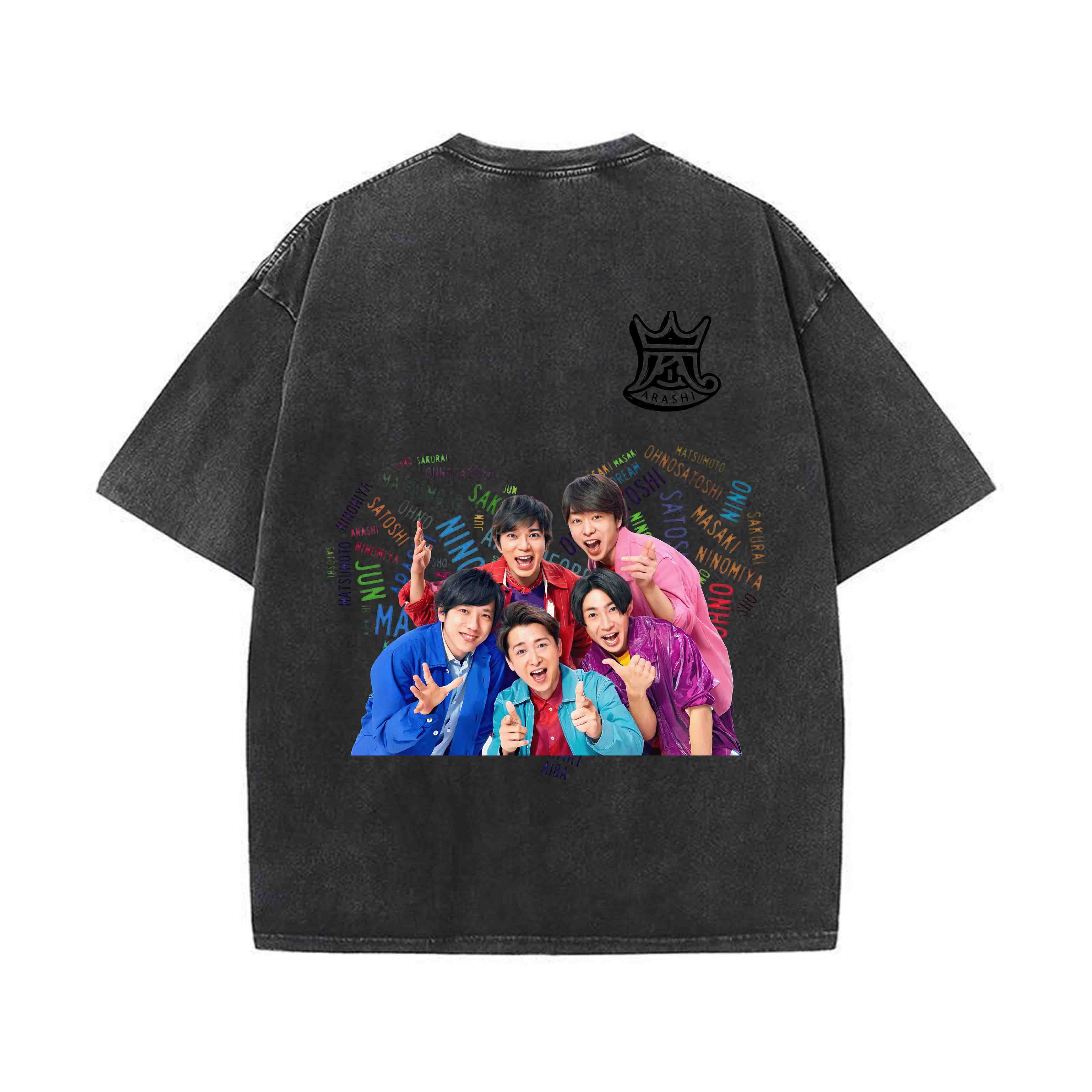 厚手エイジング加工Tシャツ・長袖スウェット【嵐】-B