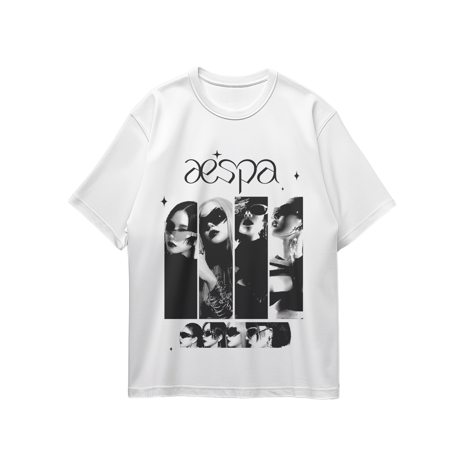 コットン プリント 応援Tシャツ-白【aespa】-B