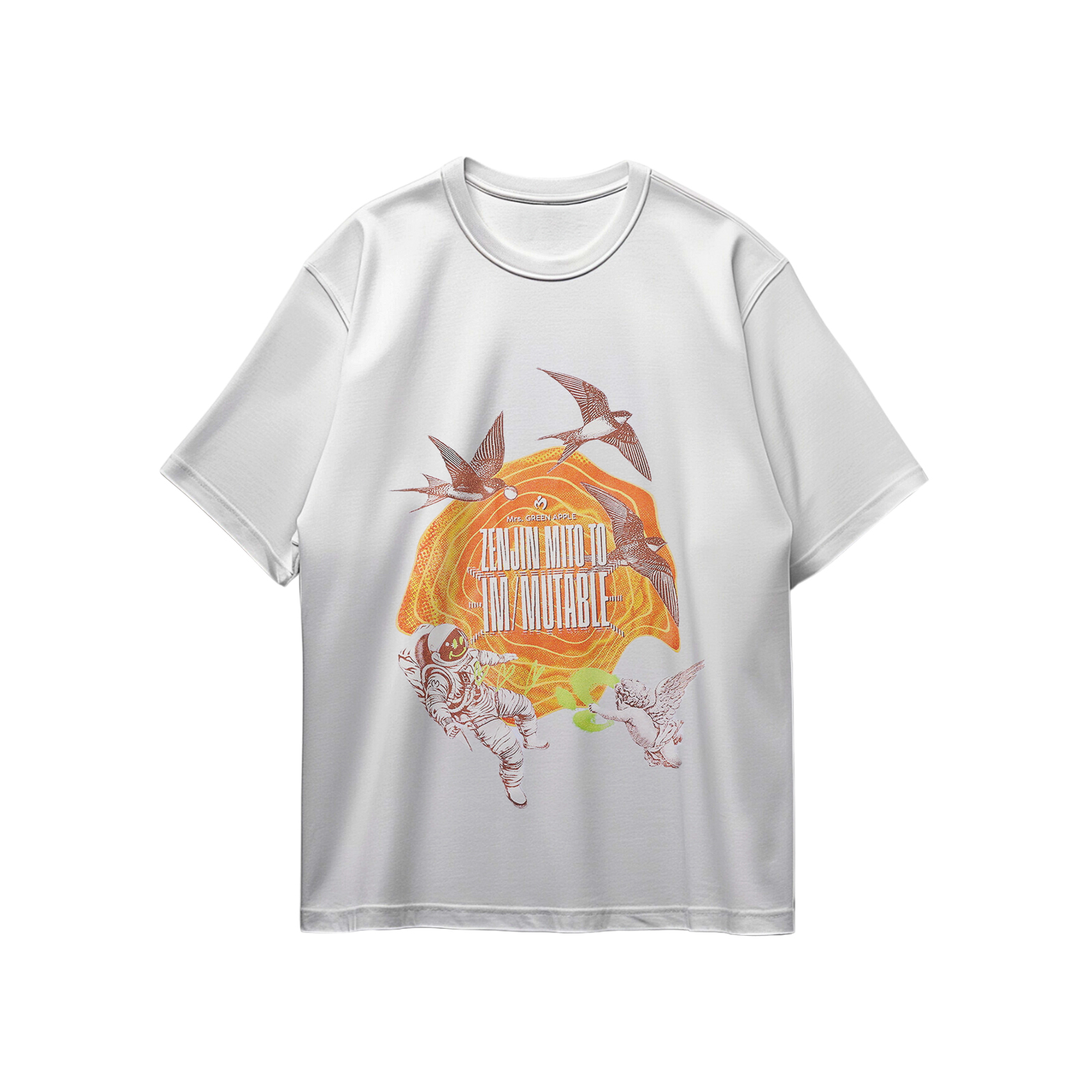 コットン プリント 応援Tシャツ-白【MrsGREENAPPLE/風と町】