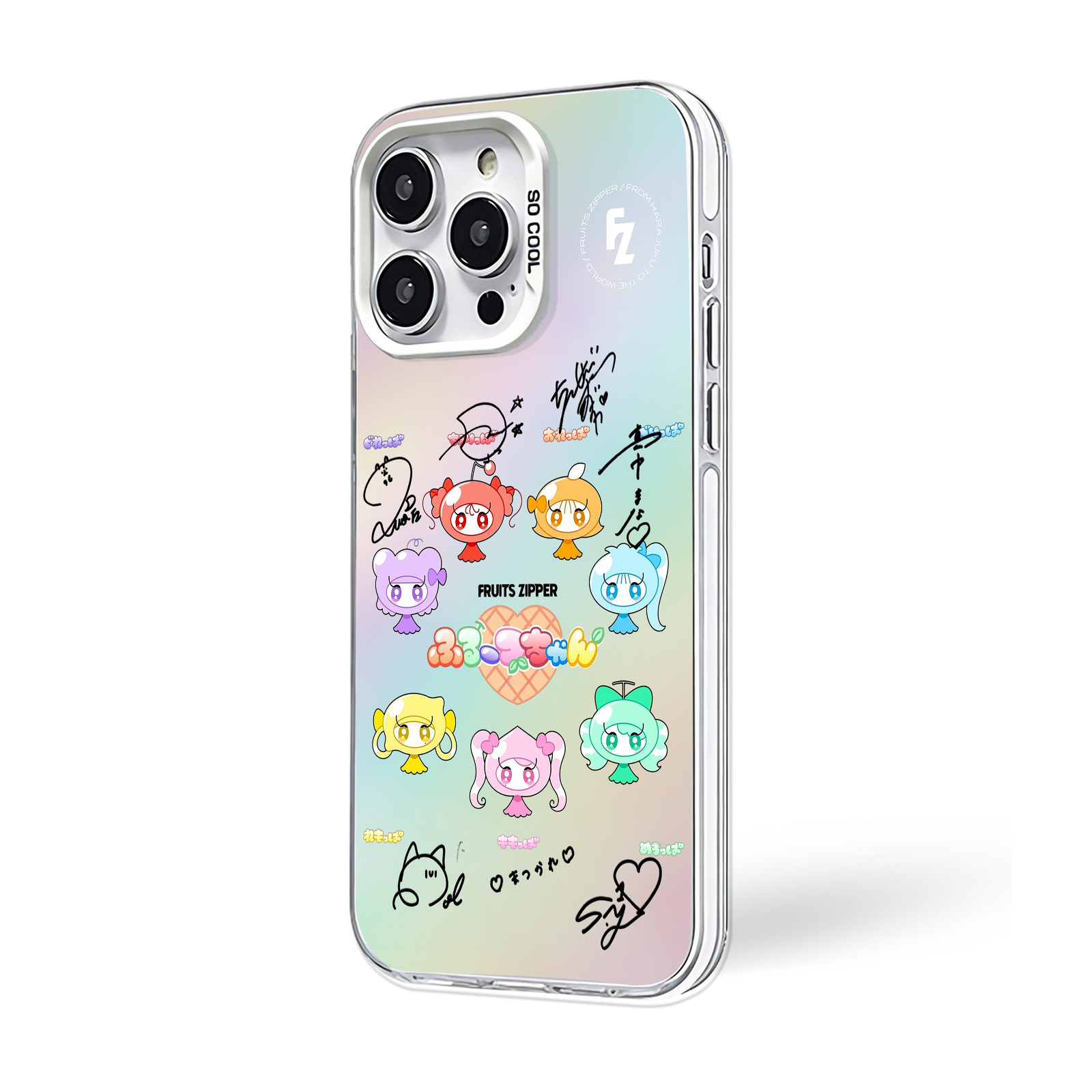 ミラースマホケース-銀【FRUITS ZIPPER】
