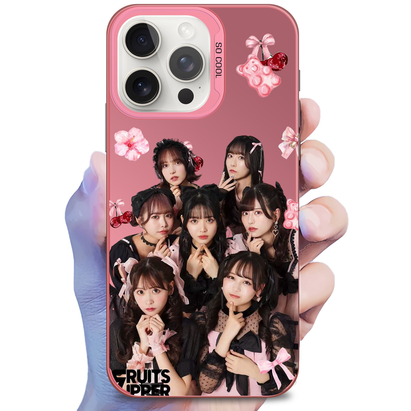 レーザーグラデーションスマートフォンケース-ピンク【FRUITSZIPPER】-YITOTO™推し活がもっと楽しくなる