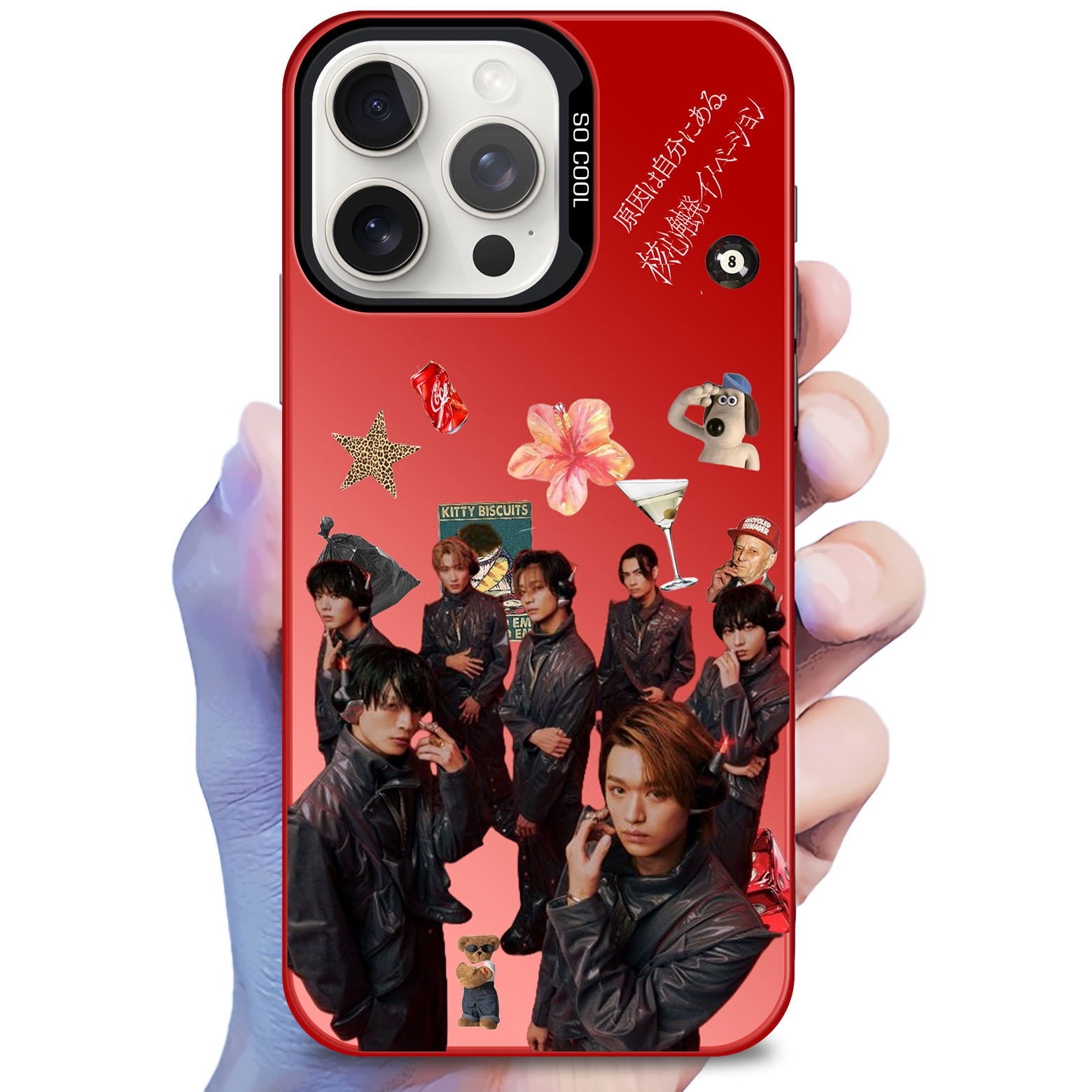 レーザーグラデーションスマートフォンケース-赤【原因は自分にある/ 核心触発イノベーション】-YITOTO™推し活がもっと楽しくなる