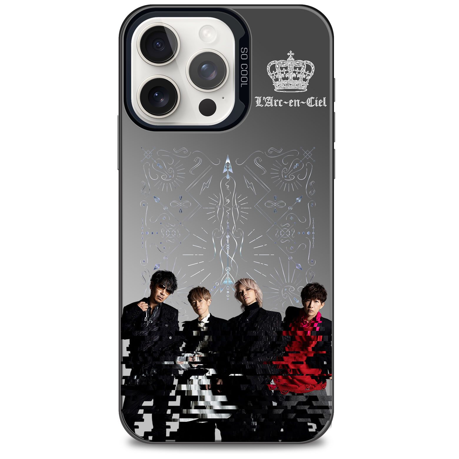 レーザーグラデーションスマートフォンケース-黒【L'Arc～en～Ciel】-YITOTO™推し活がもっと楽しくなる