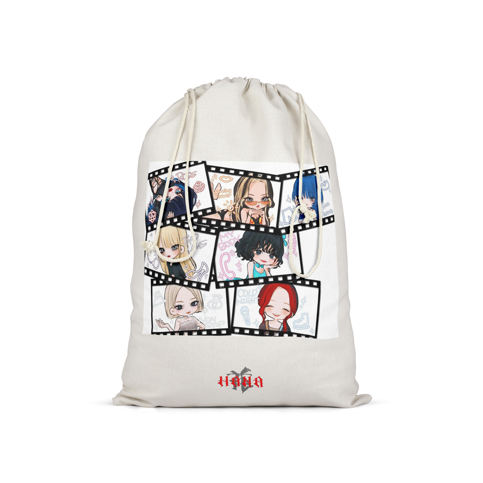 軽量 ドローストリング リュック-白【HANA】-B