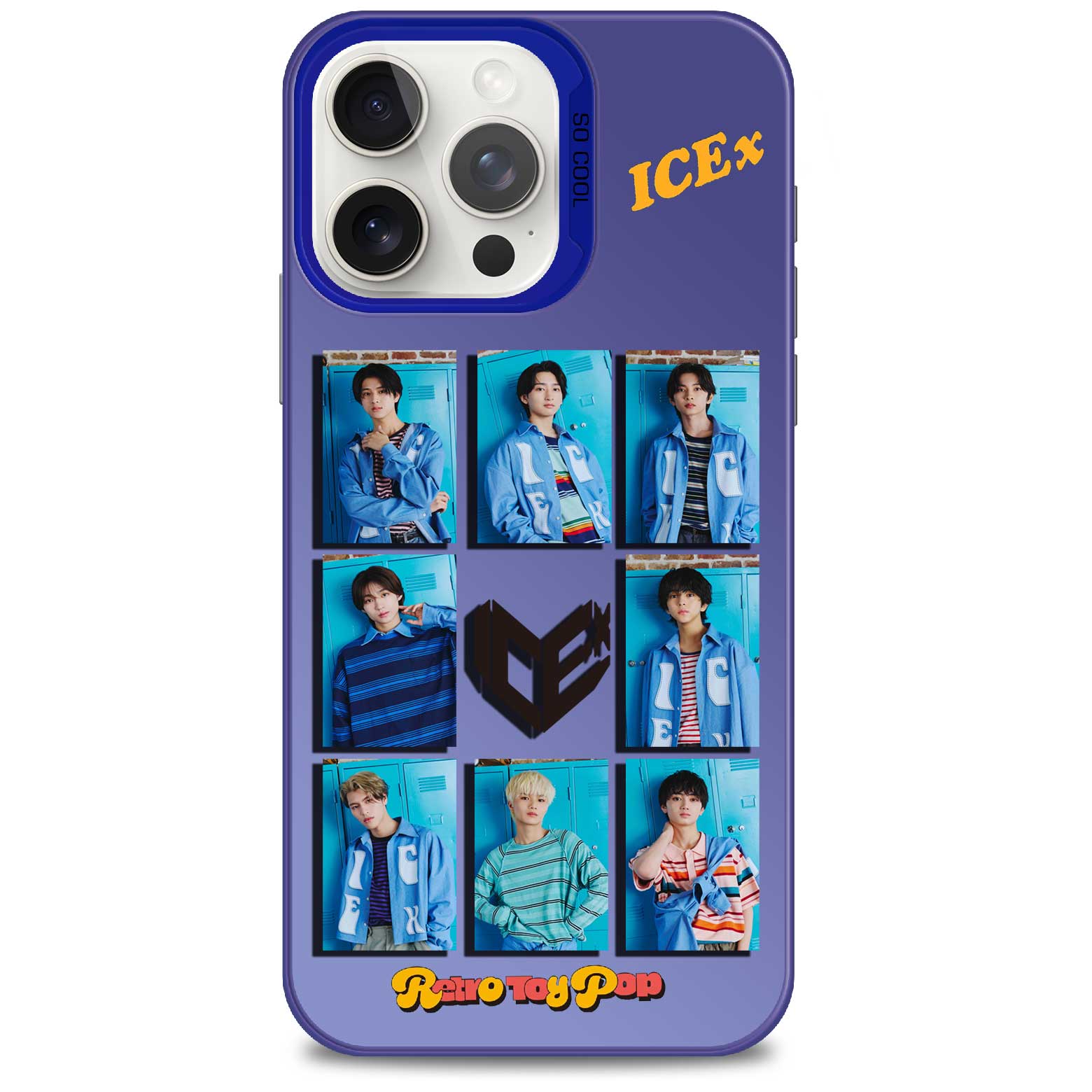 レーザーグラデーションスマートフォンケース-青【ICEx/Retro Toy Pop】