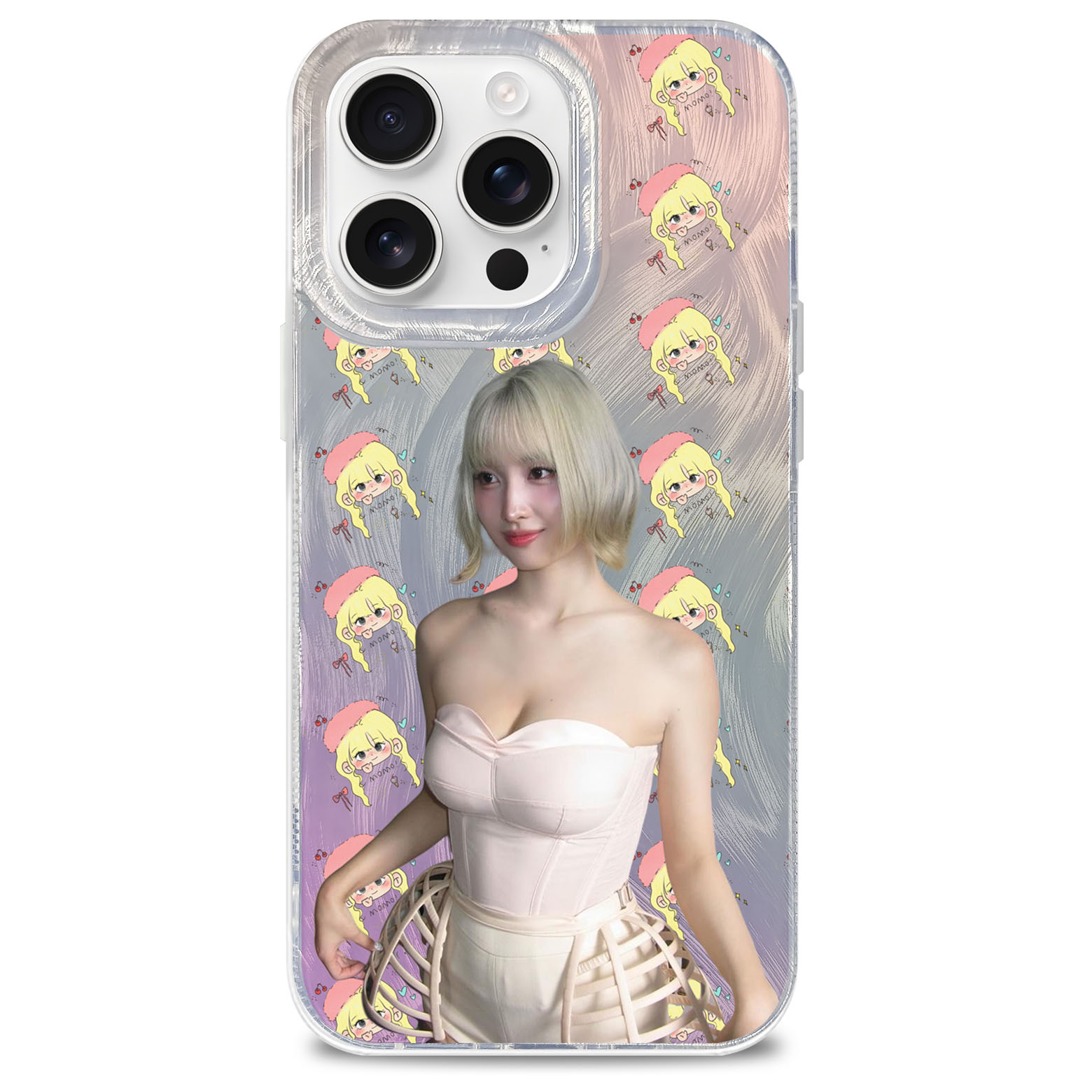 フェザーテクスチャーレーザーグラデーションスマートフォンケース【ひらい もも/MOMO/MISAMO/TWICE】