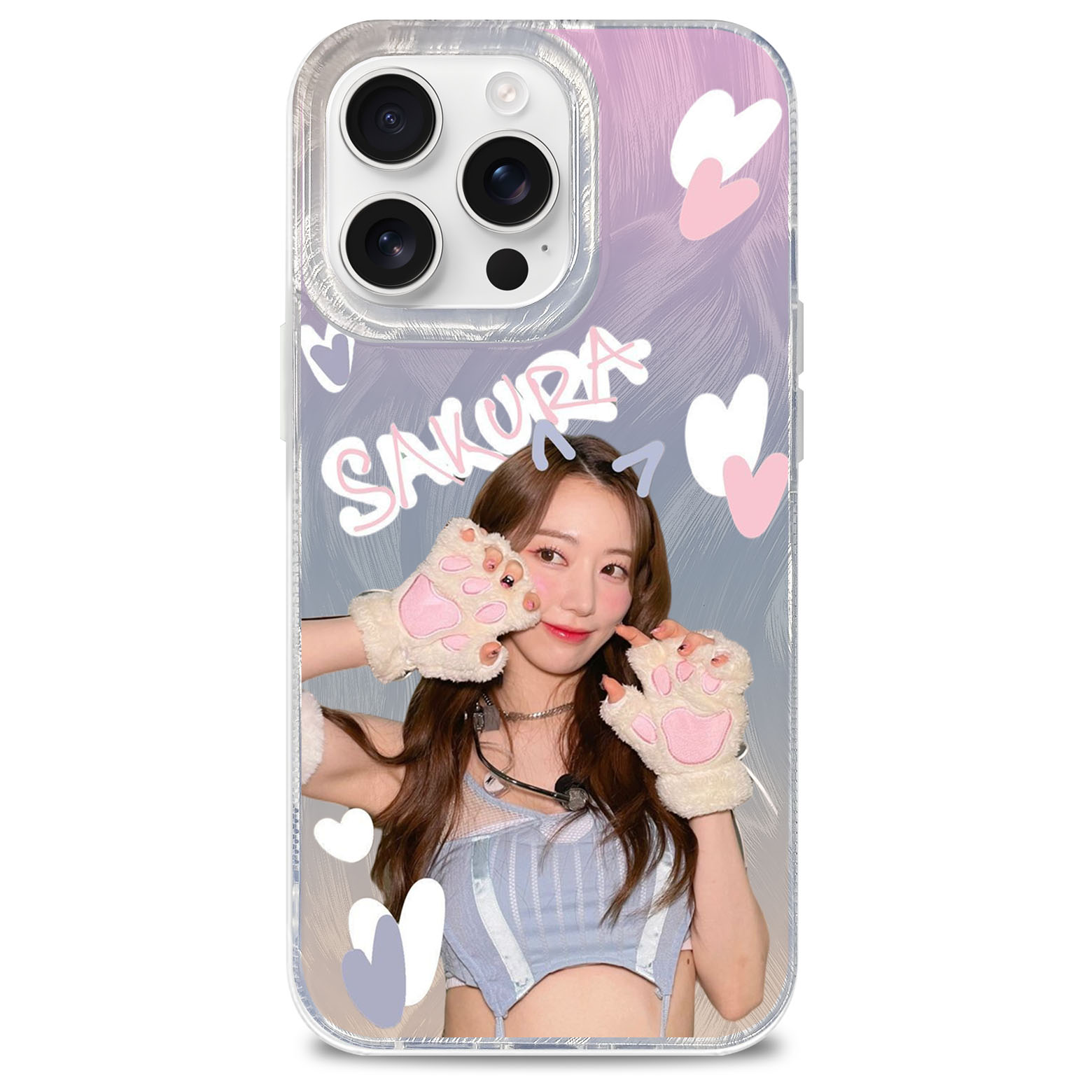 フェザーテクスチャーレーザーグラデーションスマートフォンケース【LESSERAFIM/宮脇咲良】