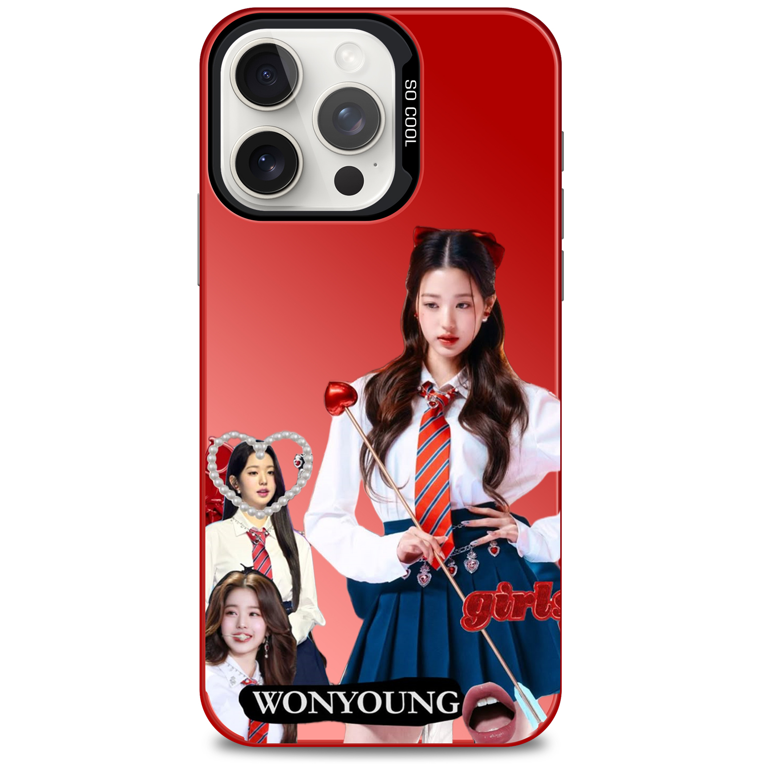 レーザーグラデーションスマートフォンケース-赤【WonYoung/IVE】