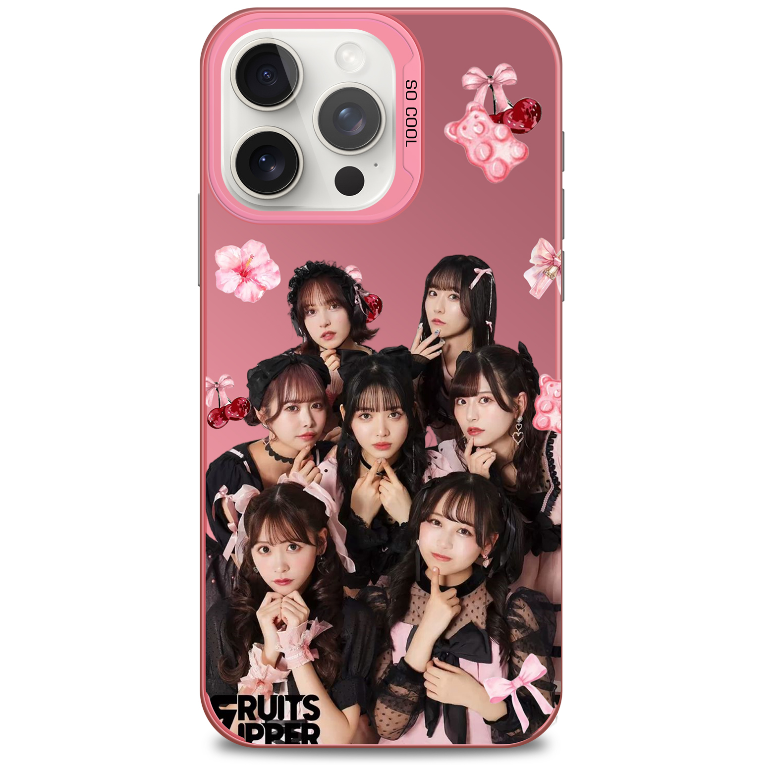 レーザーグラデーションスマートフォンケース-ピンク【FRUITSZIPPER】-YITOTO™推し活がもっと楽しくなる