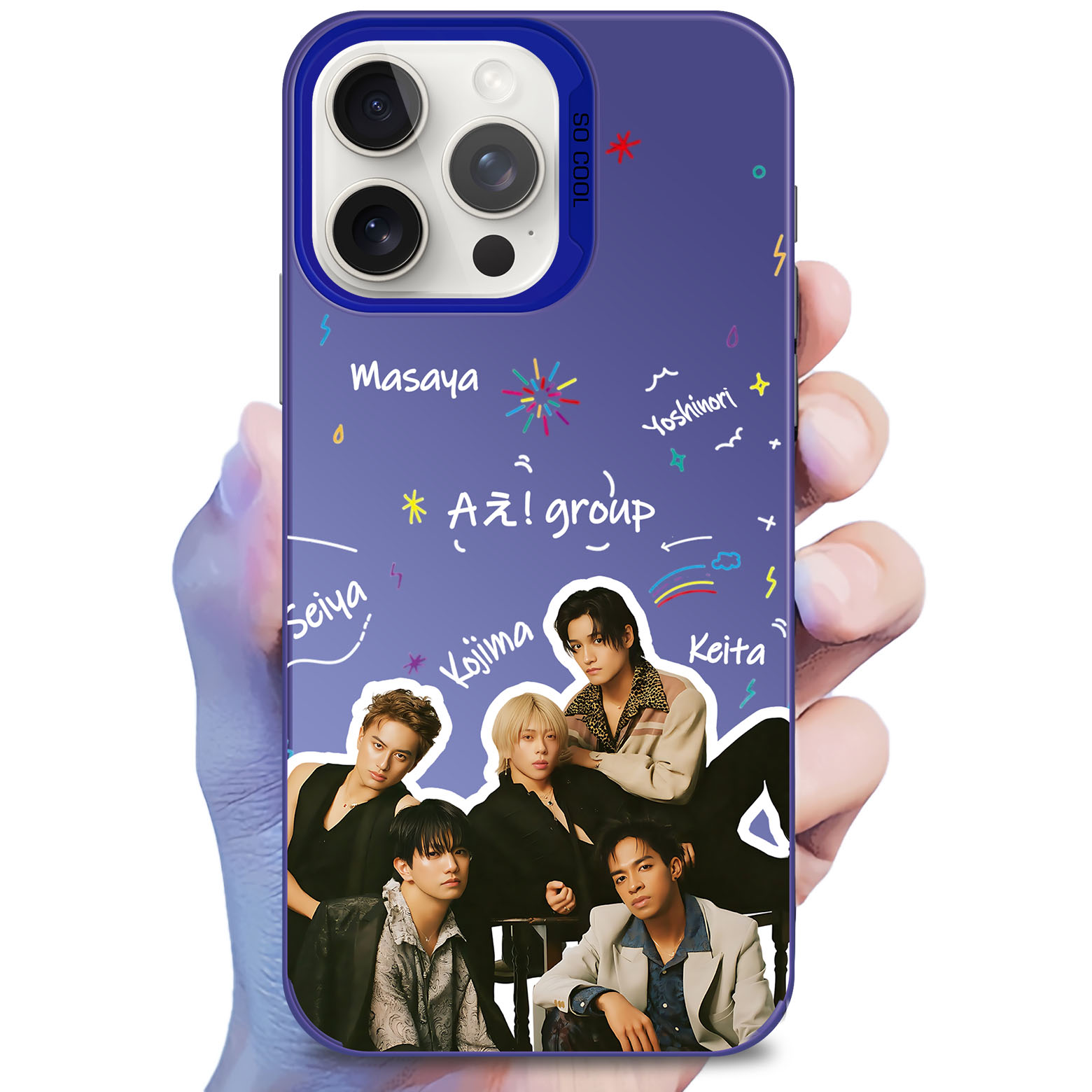 レーザーグラデーションスマートフォンケース-青【Aぇ! group/Chameleon】-YITOTO™推し活がもっと楽しくなる