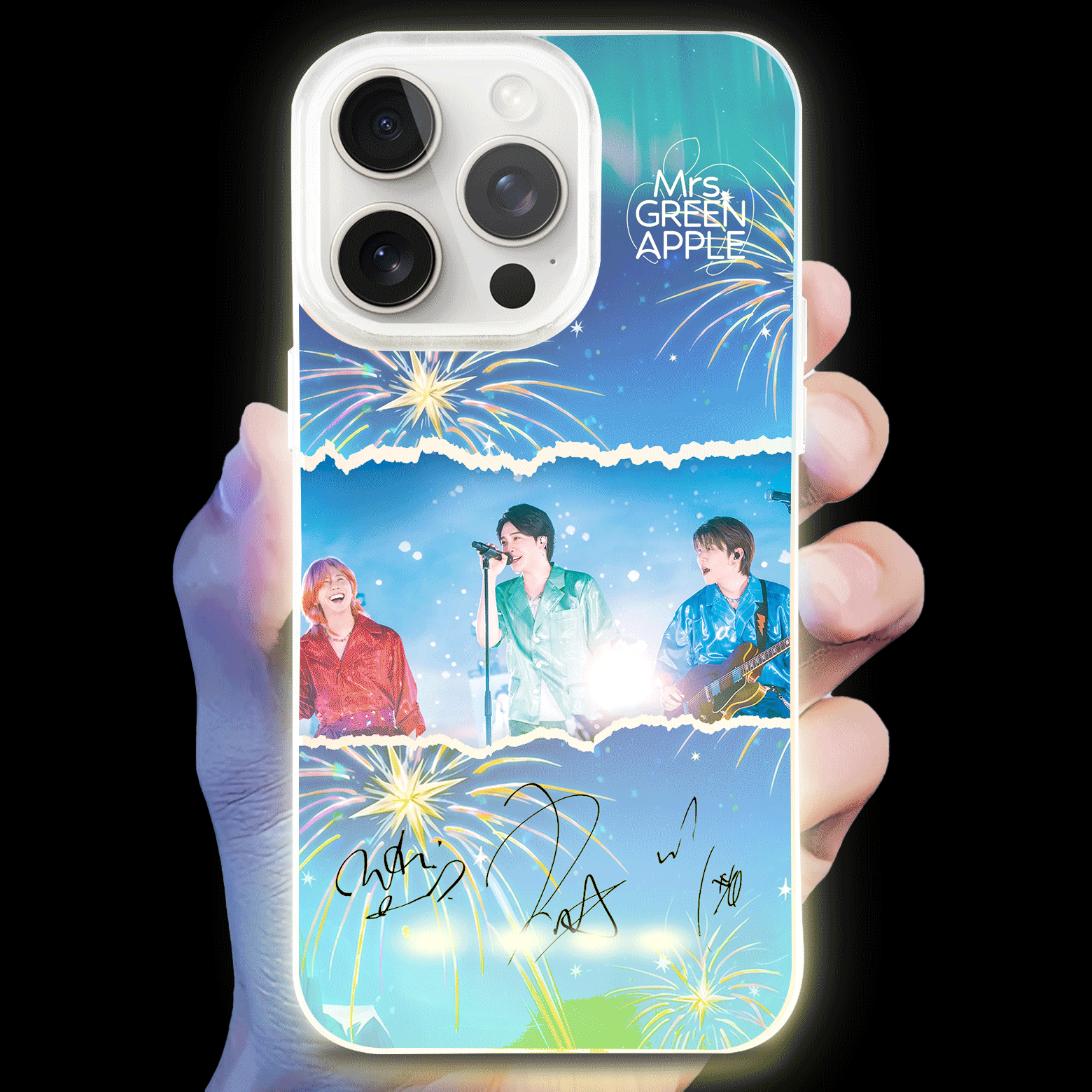 ボトム発光デザイン スマホケース【MrsGREENAPPLE/風と町】