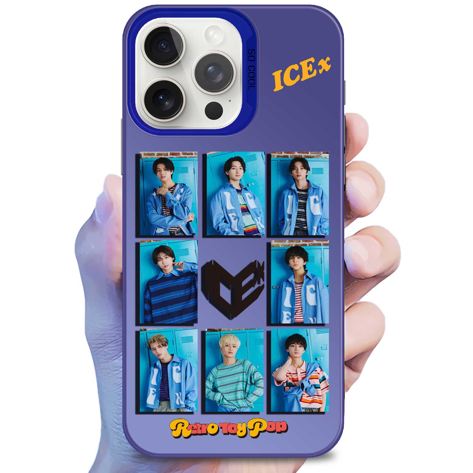 レーザーグラデーションスマートフォンケース-青【ICEx/Retro Toy Pop】