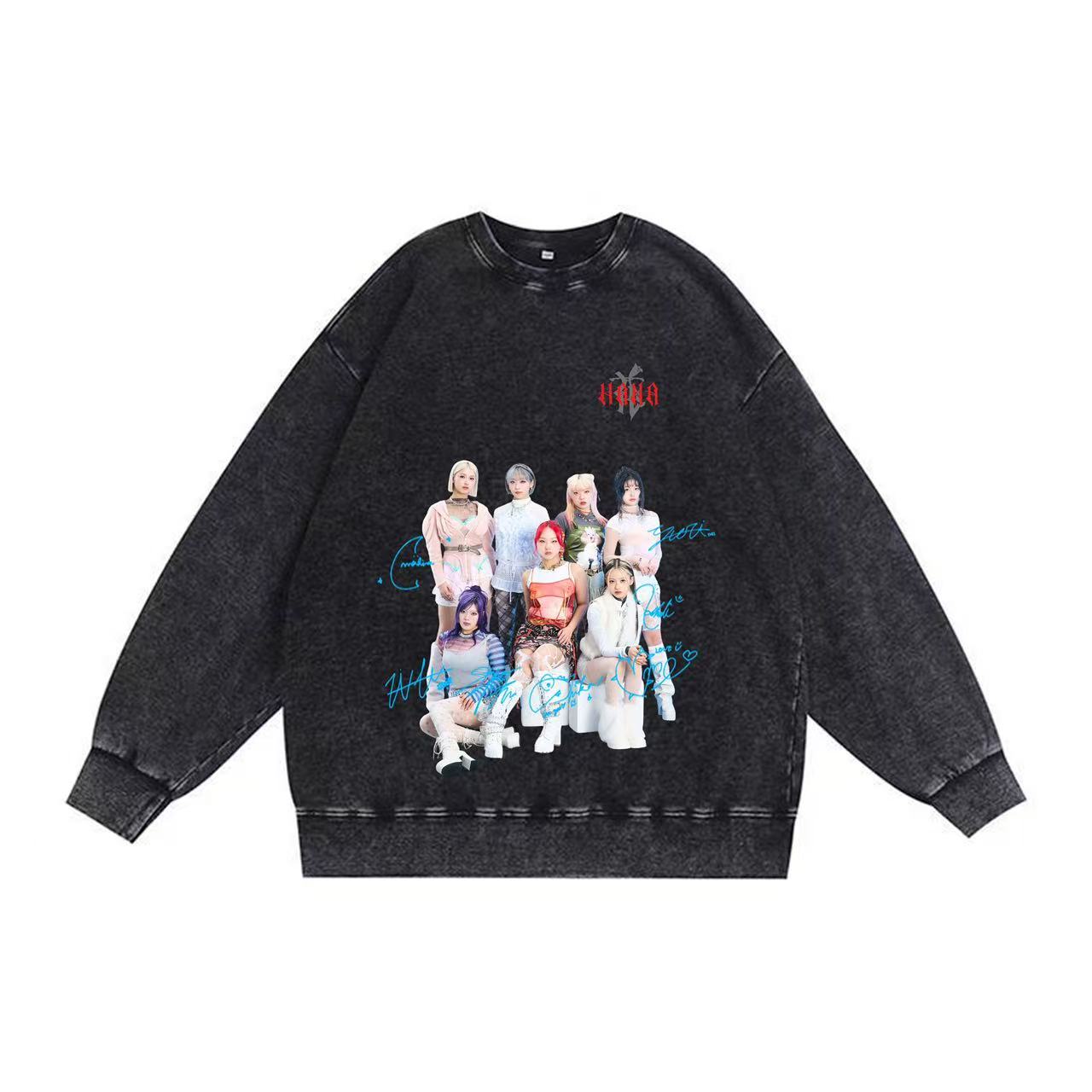 厚手エイジング加工Tシャツ・長袖スウェット【HANA/Cold Night】