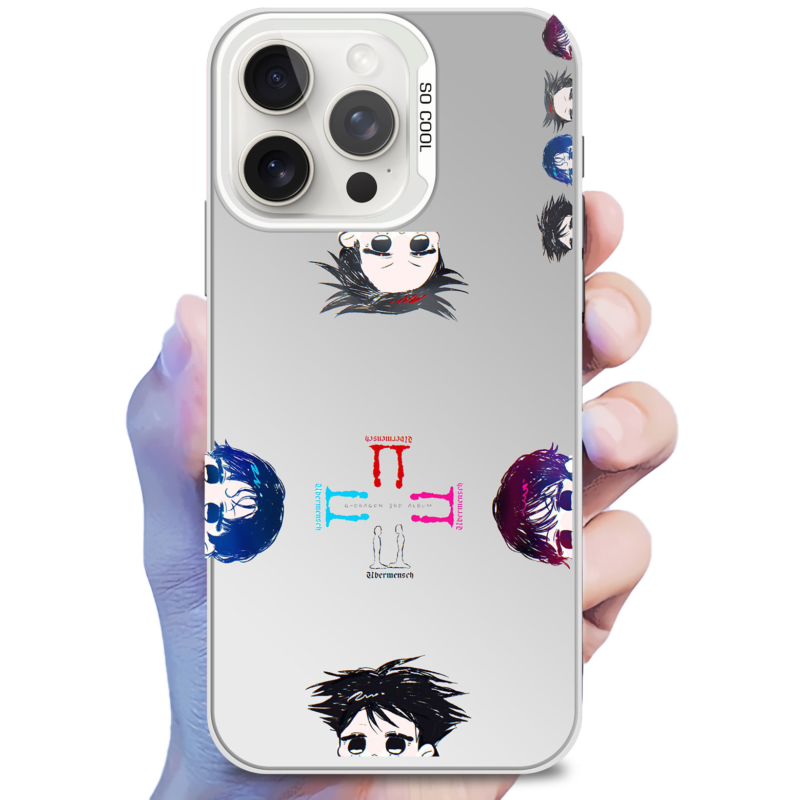 レーザーグラデーションスマートフォンケース-銀【G-DRAGON/Übermensch】