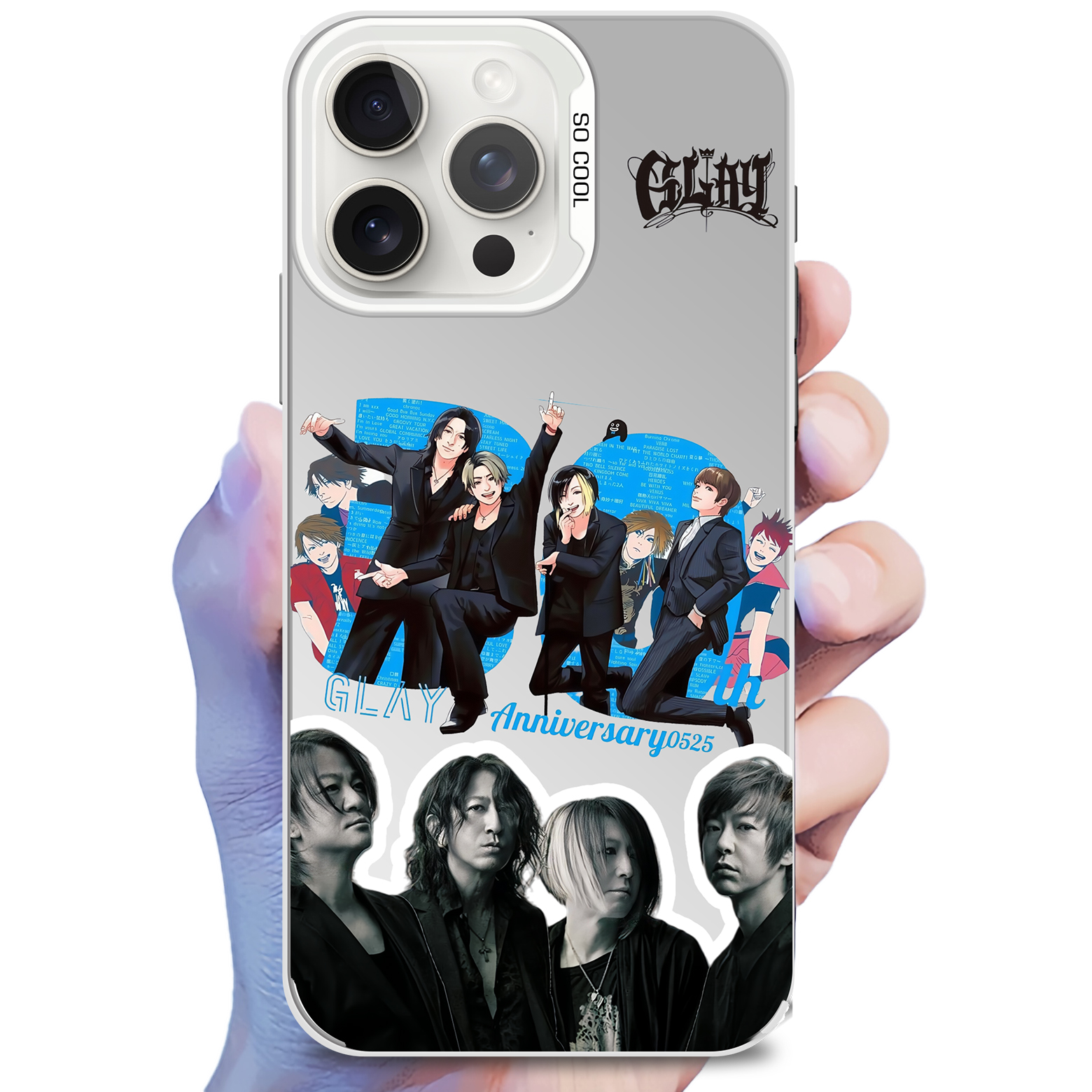 レーザーグラデーションスマートフォンケース-銀【Glay/DRIVE】-YITOTO™推し活がもっと楽しくなる