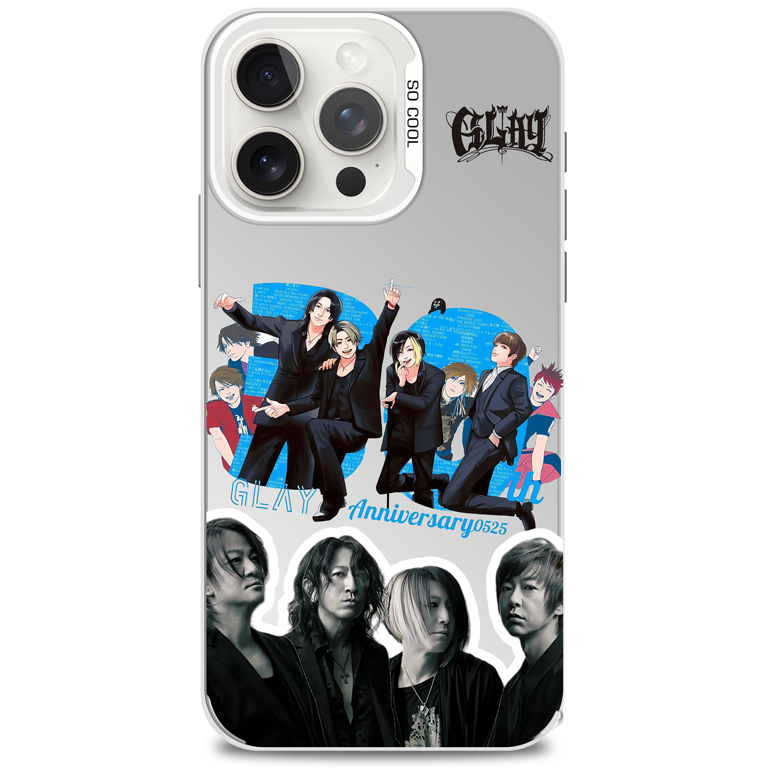 レーザーグラデーションスマートフォンケース-銀【Glay/DRIVE】