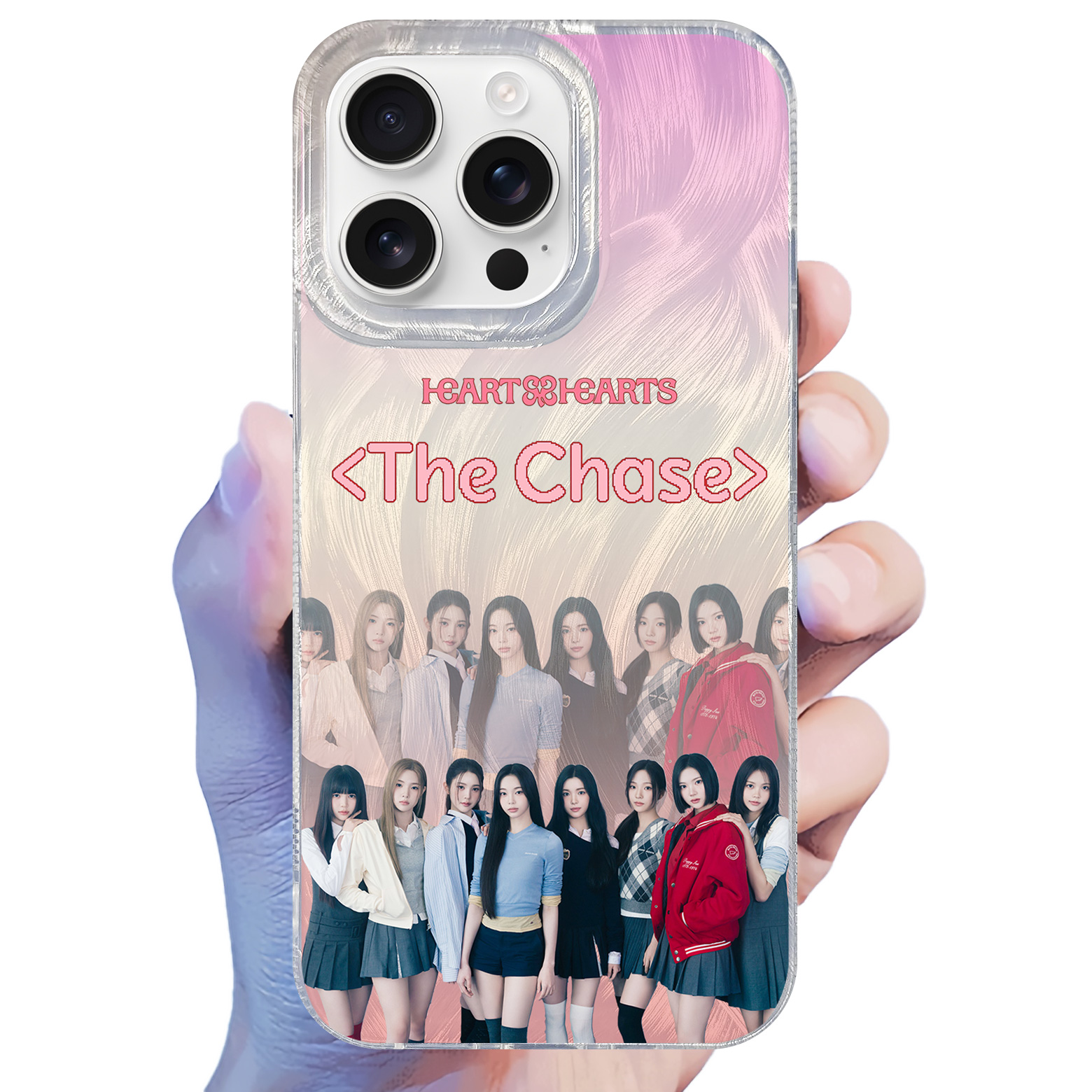 フェザーテクスチャーレーザーグラデーションスマートフォンケース【Hearts2Hearts/The Chase】