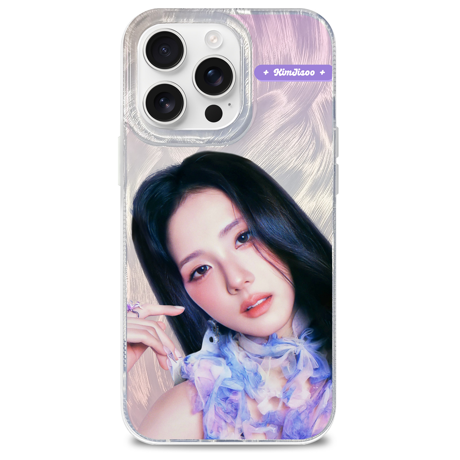 フェザーテクスチャーレーザーグラデーションスマートフォンケース-B【JISOO/AMORTAGE】
