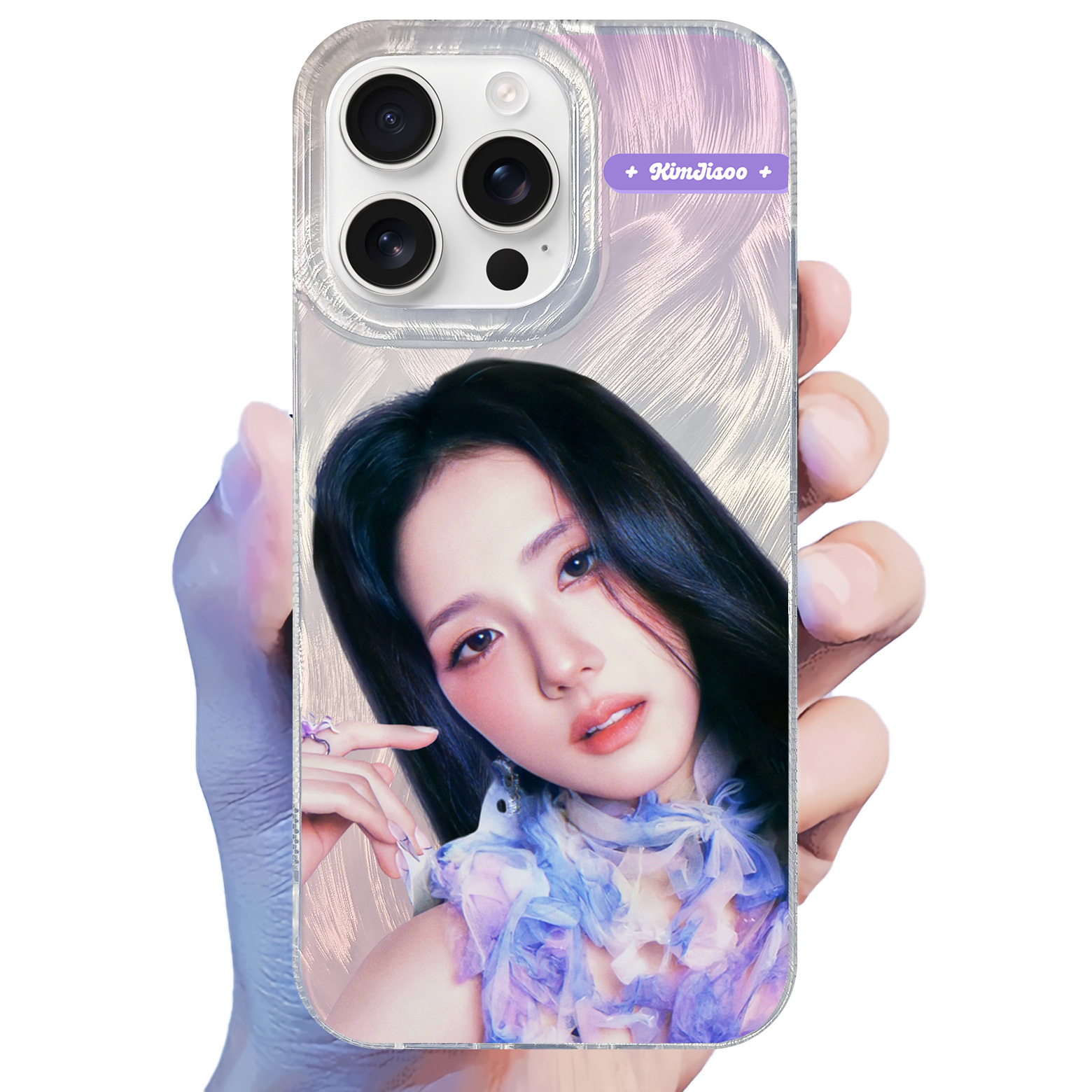 フェザーテクスチャーレーザーグラデーションスマートフォンケース-B【JISOO/AMORTAGE】