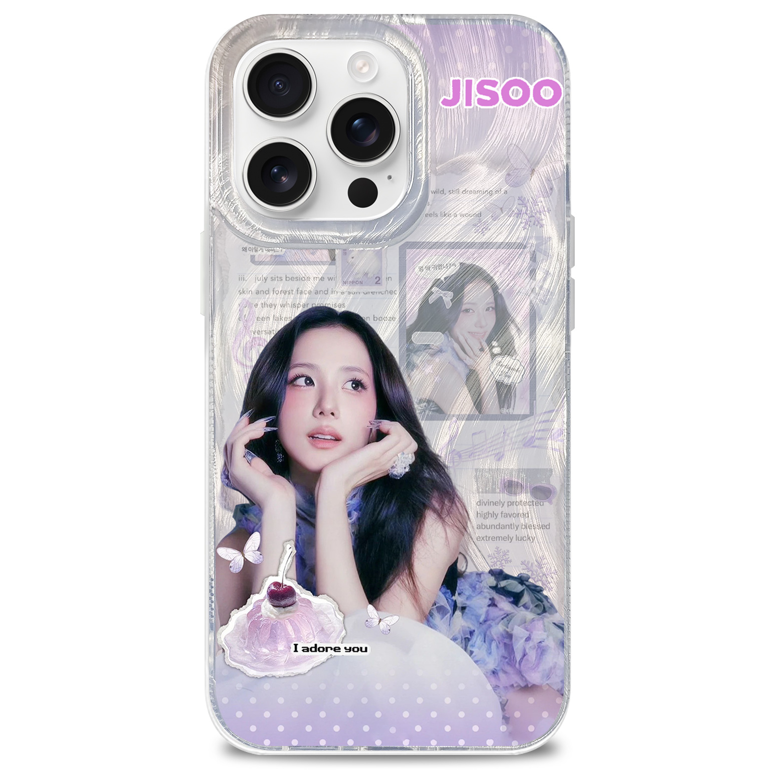 フェザーテクスチャーレーザーグラデーションスマートフォンケース-A【JISOO/AMORTAGE】