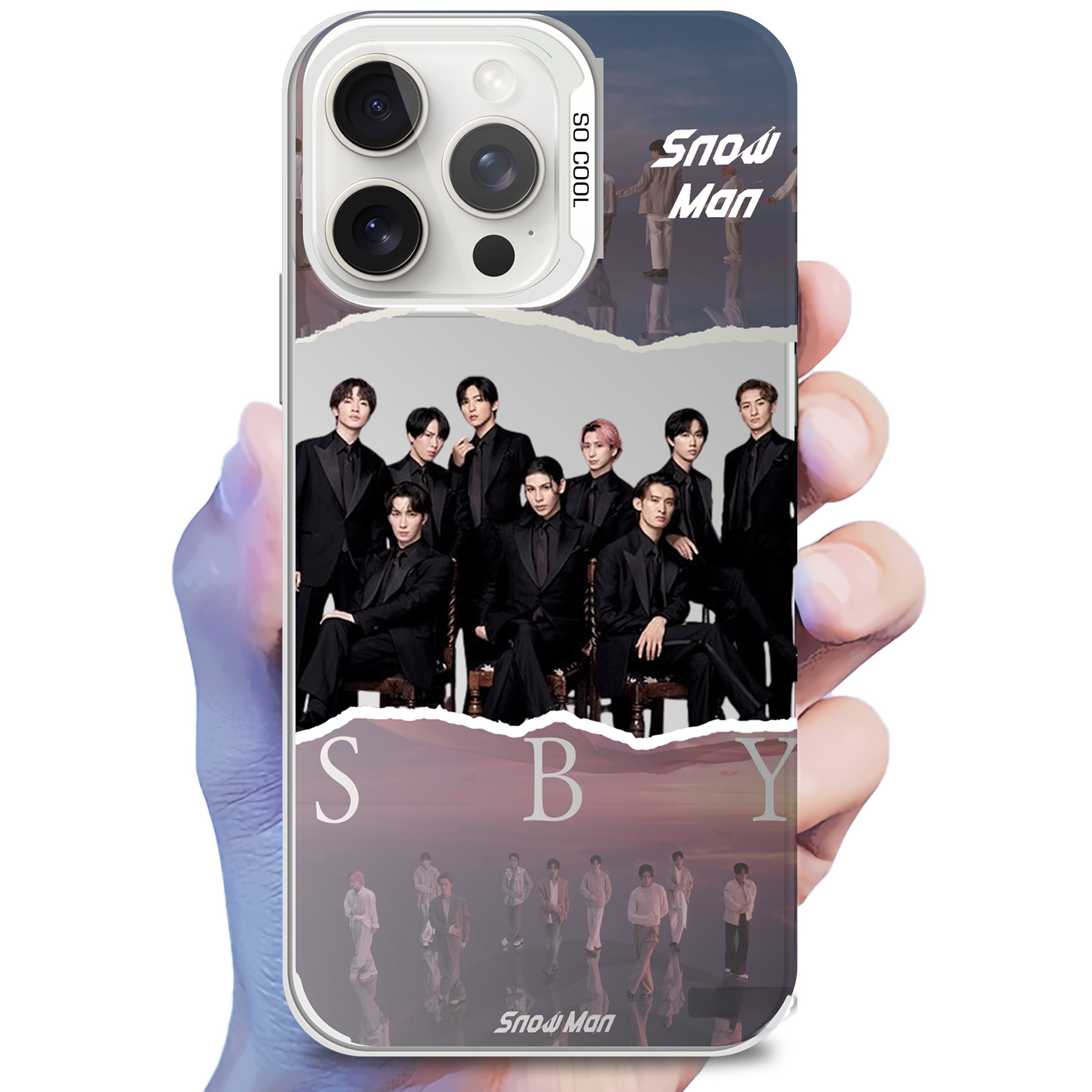 グラデーションデザイン スマートフォン本体 レーザーグラデーションスマートフォンケース-銀【SnowMan/SBY