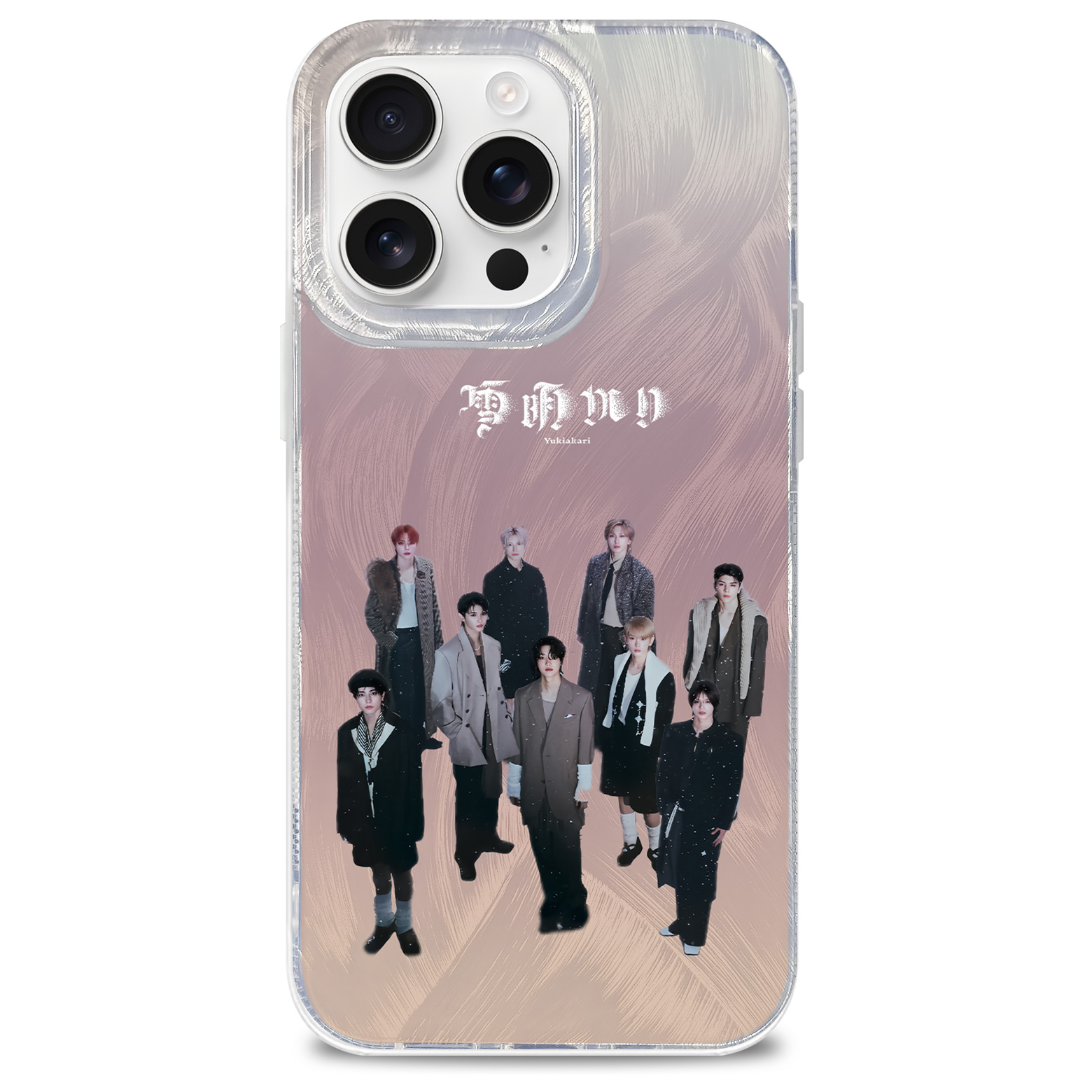 フェザーテクスチャーレーザーグラデーションスマートフォンケース【&TEAM/雪明かり】