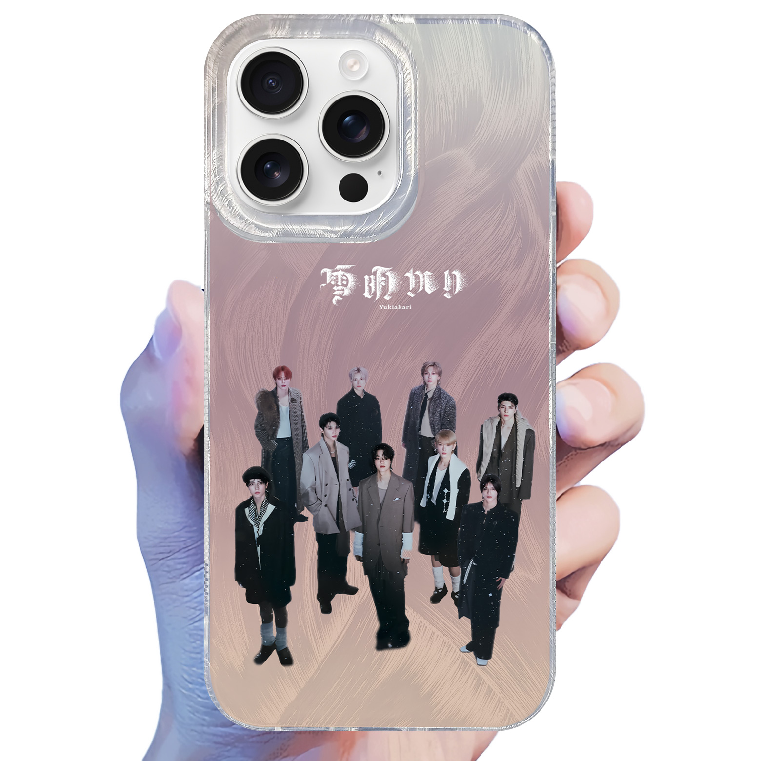 フェザーテクスチャーレーザーグラデーションスマートフォンケース【&TEAM/雪明かり】