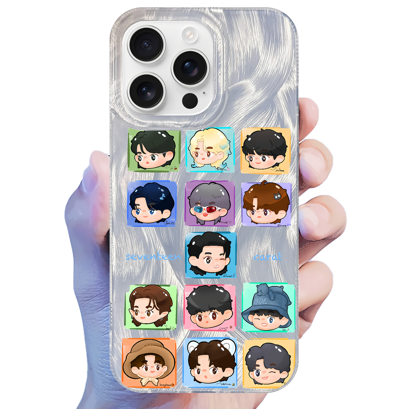 フェザーテクスチャーレーザーグラデーションスマートフォンケース【SEVENTEEN/消費期限】