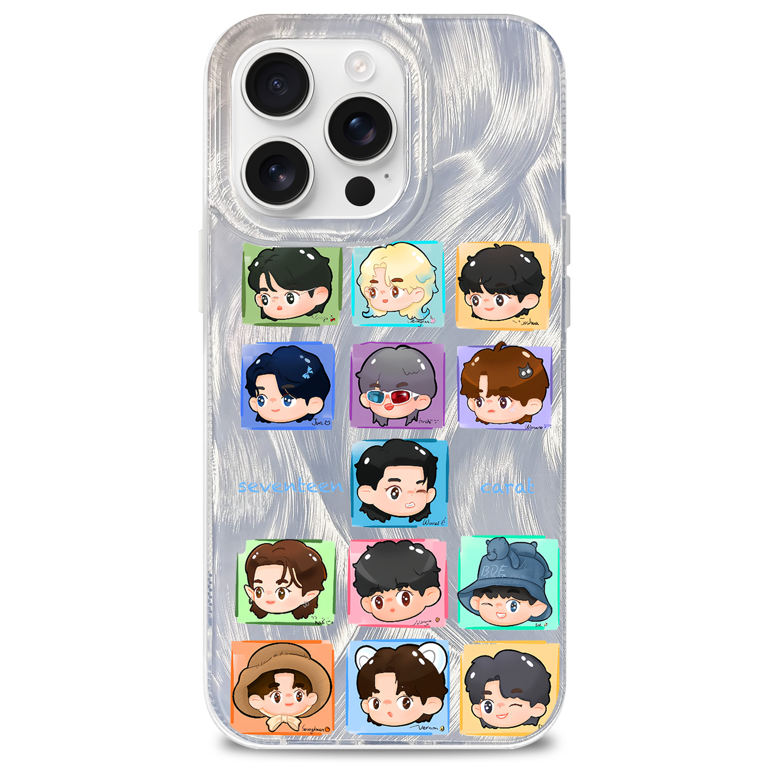 フェザーテクスチャーレーザーグラデーションスマートフォンケース【SEVENTEEN/消費期限】