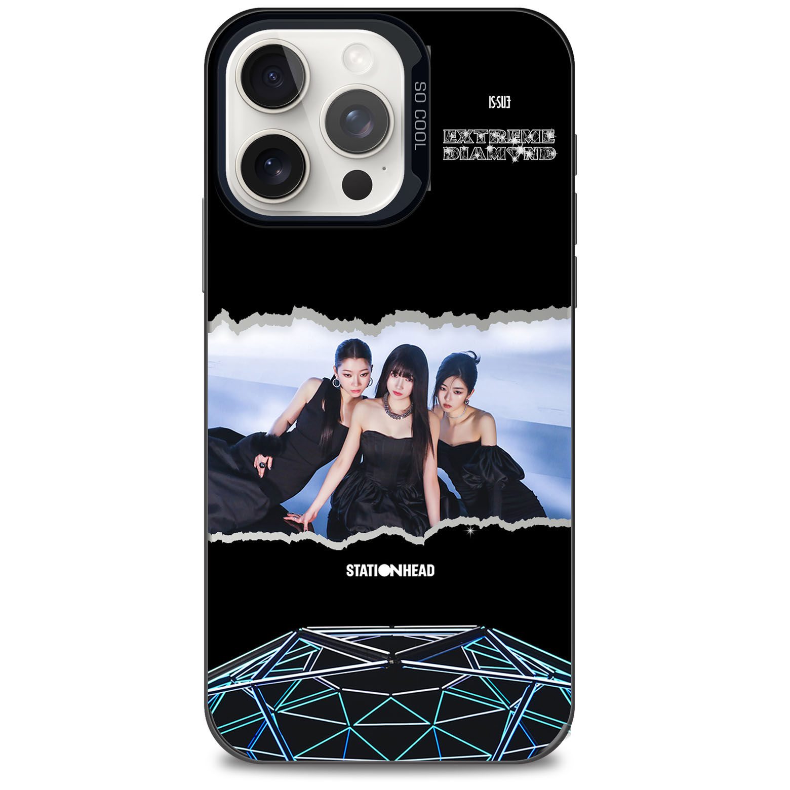 レーザーグラデーションスマートフォンケース-黒【IS:SUE/EXTREME DIAMOND】-YITOTO™推し活がもっと楽しくなる