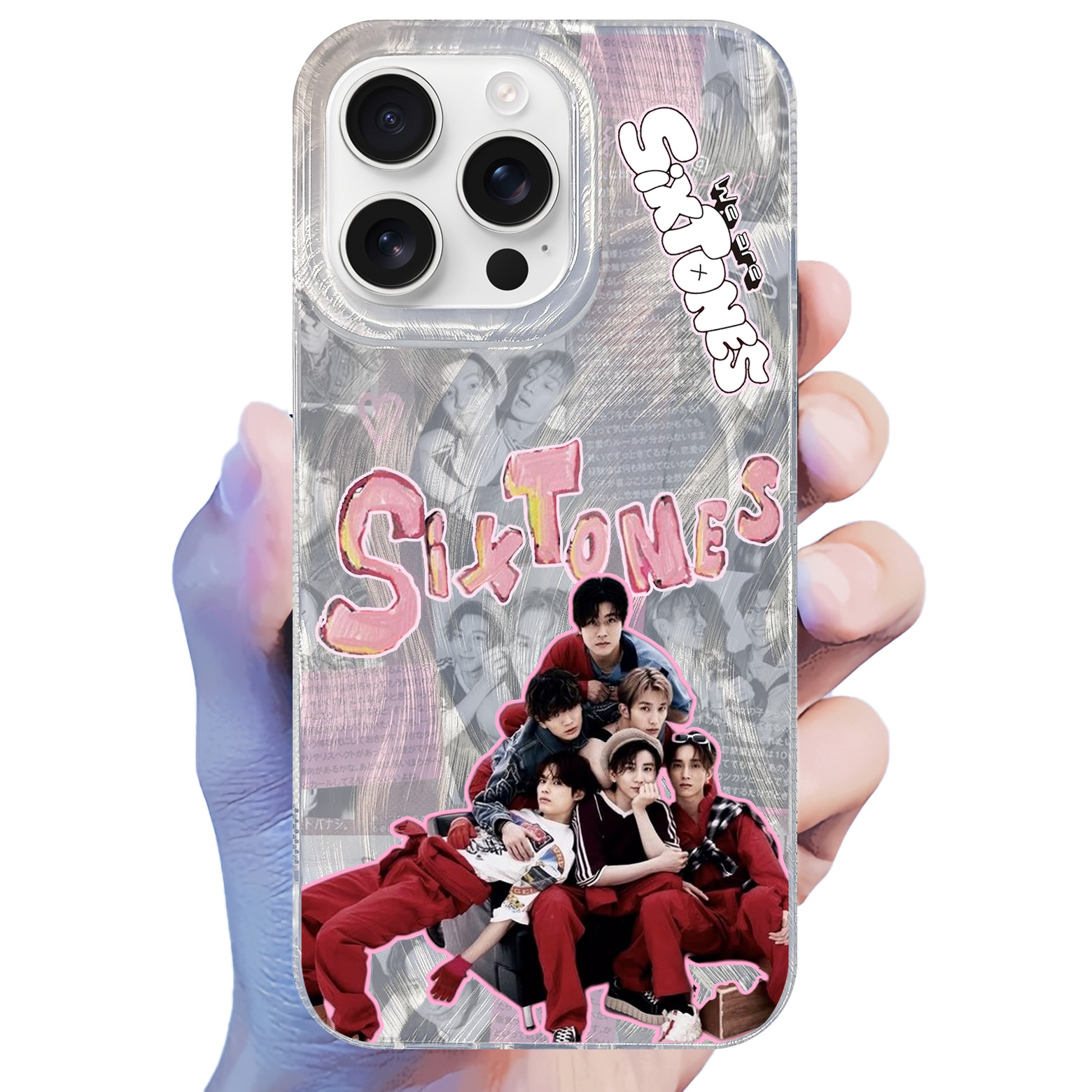 フェザーテクスチャーレーザーグラデーションスマートフォンケース【SixTONES/バリア】