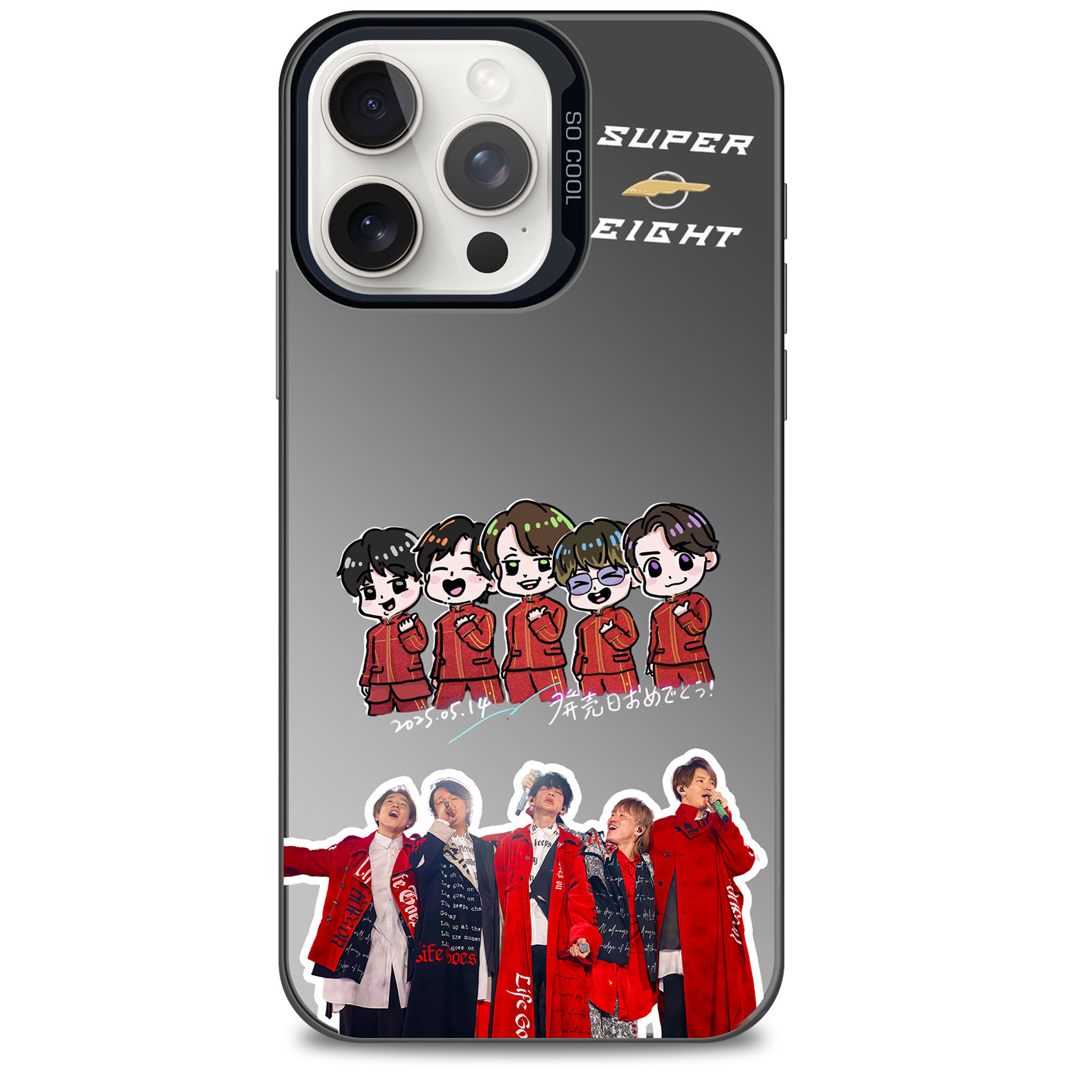 レーザーグラデーションスマートフォンケース-黒【SUPER EIGHT/超ARENA TOUR 2024 SUPER EIGHT】-YITOTO™推し活がもっと楽しくなる