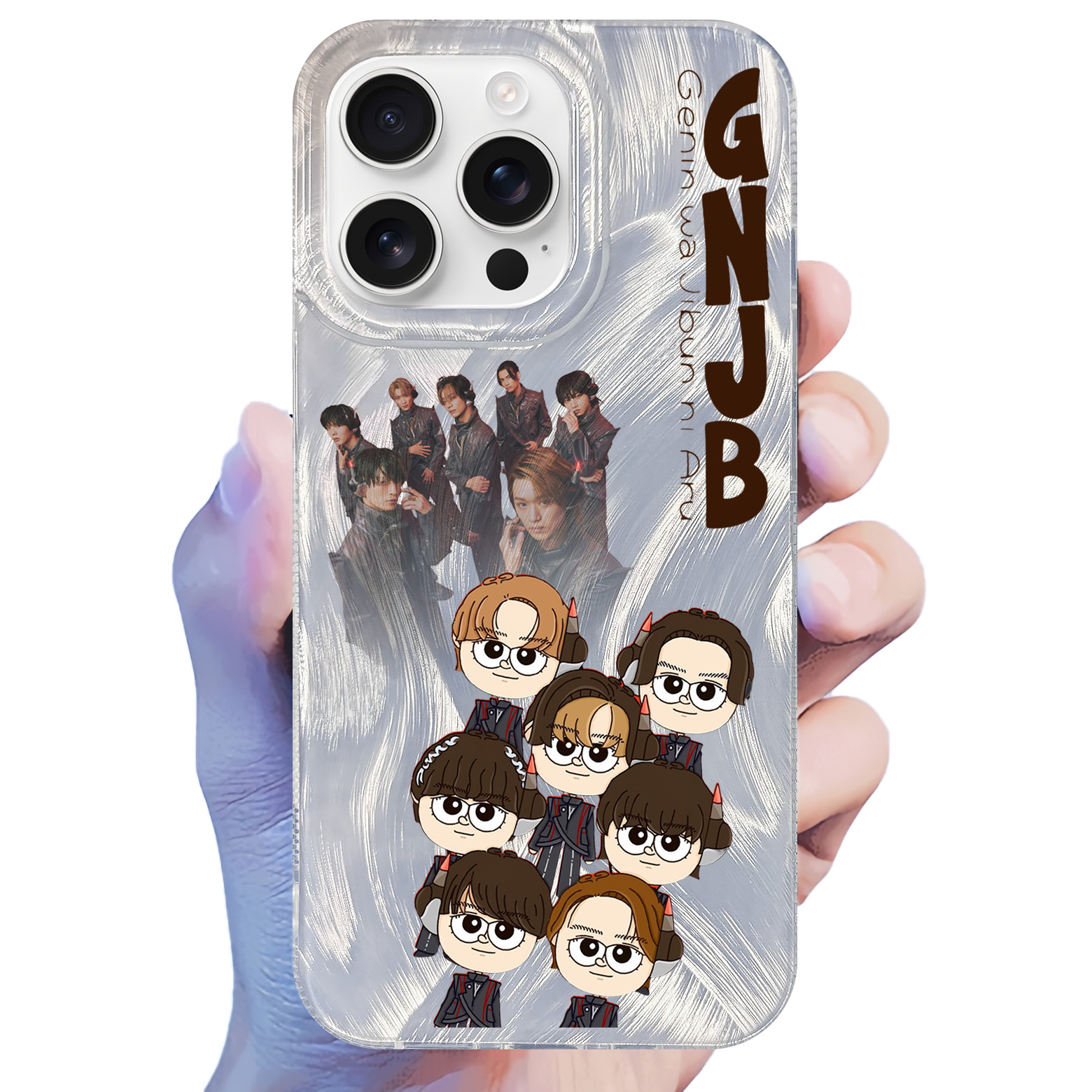 フェザーテクスチャーレーザーグラデーションスマートフォンケース【原因は自分にあるGNJB/テトラへドロン】