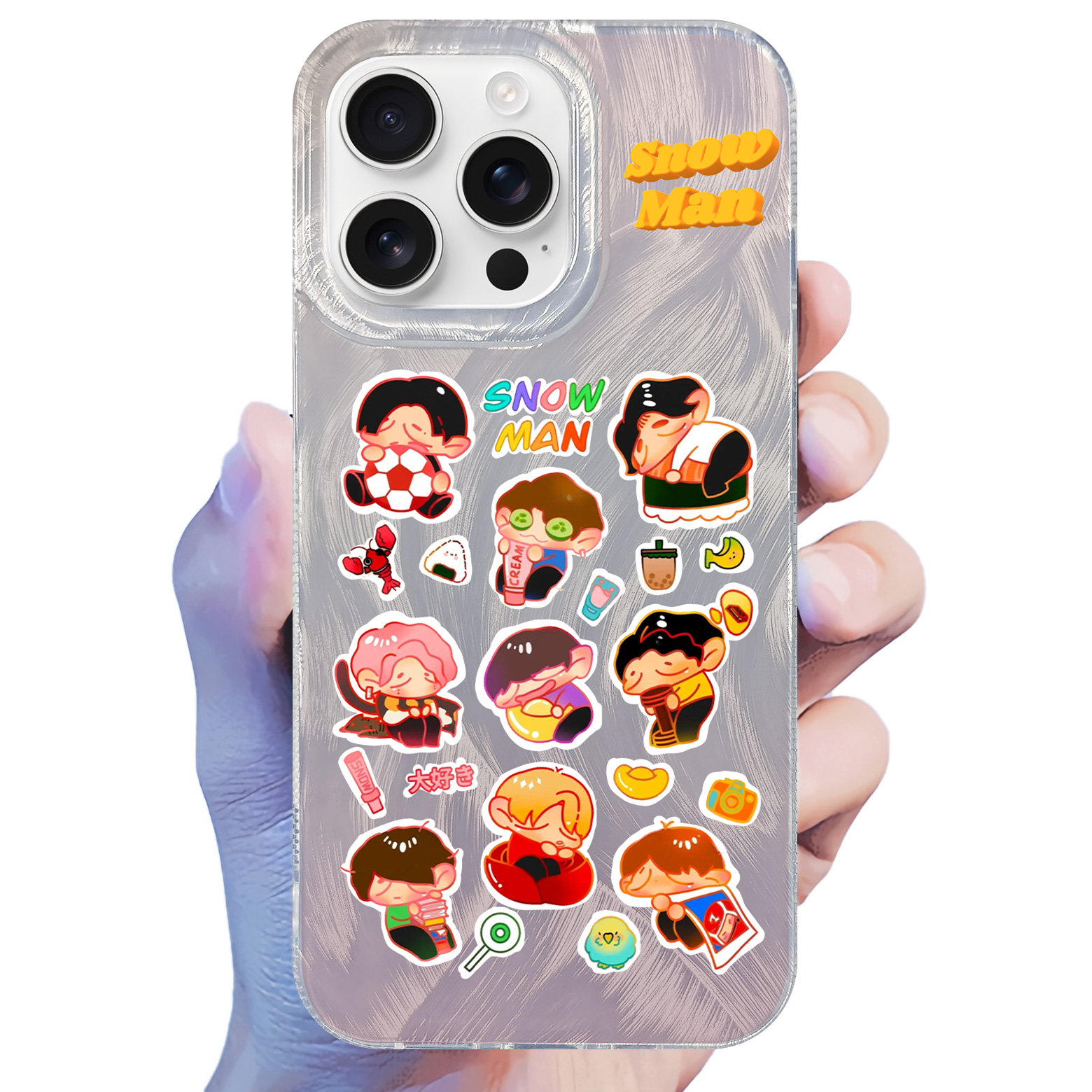 フェザーテクスチャーレーザーグラデーションスマートフォンケース【SnowMan】